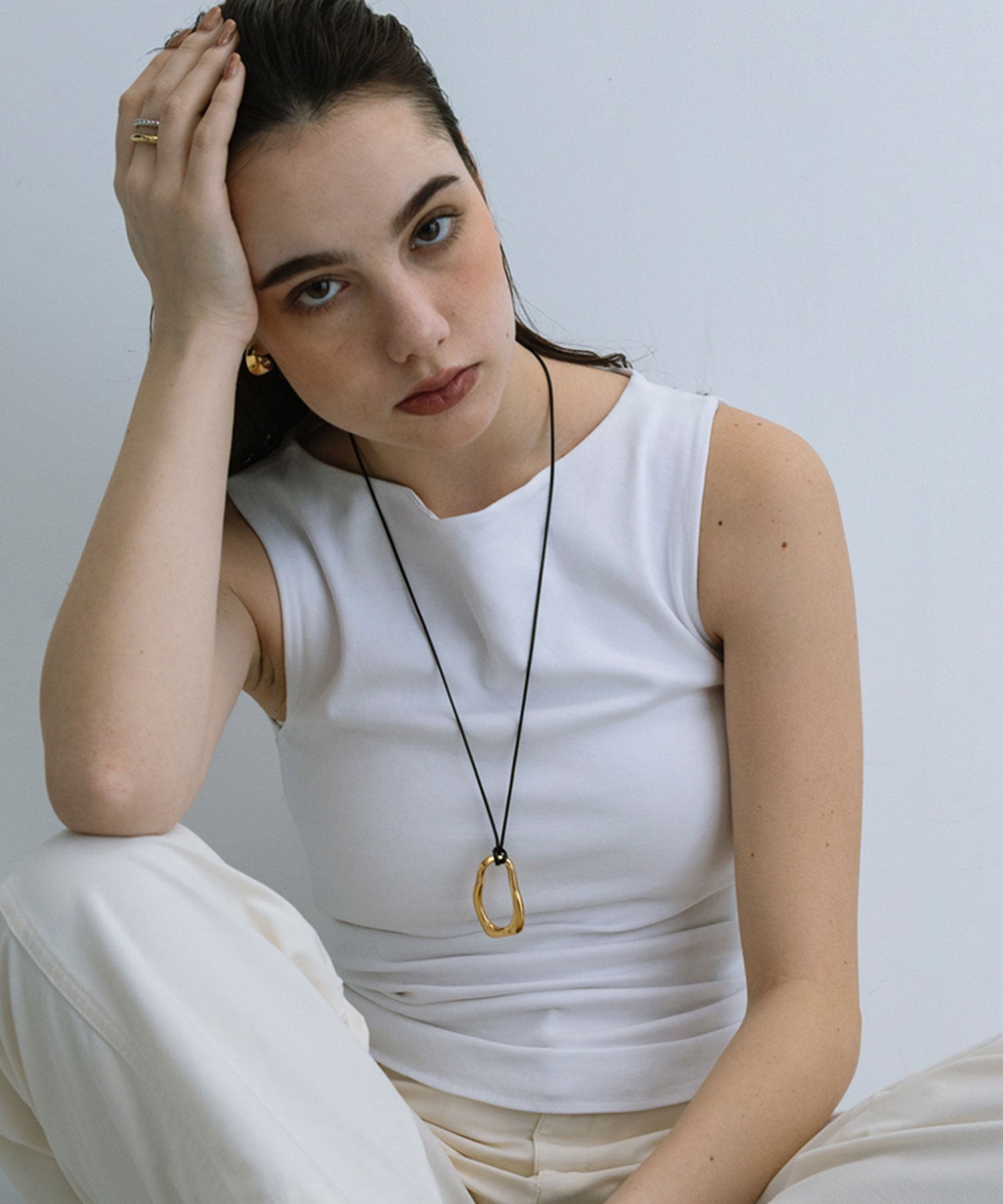 ニュアンスドロップモチーフコードステンレスネックレス【MUK lucenzio】