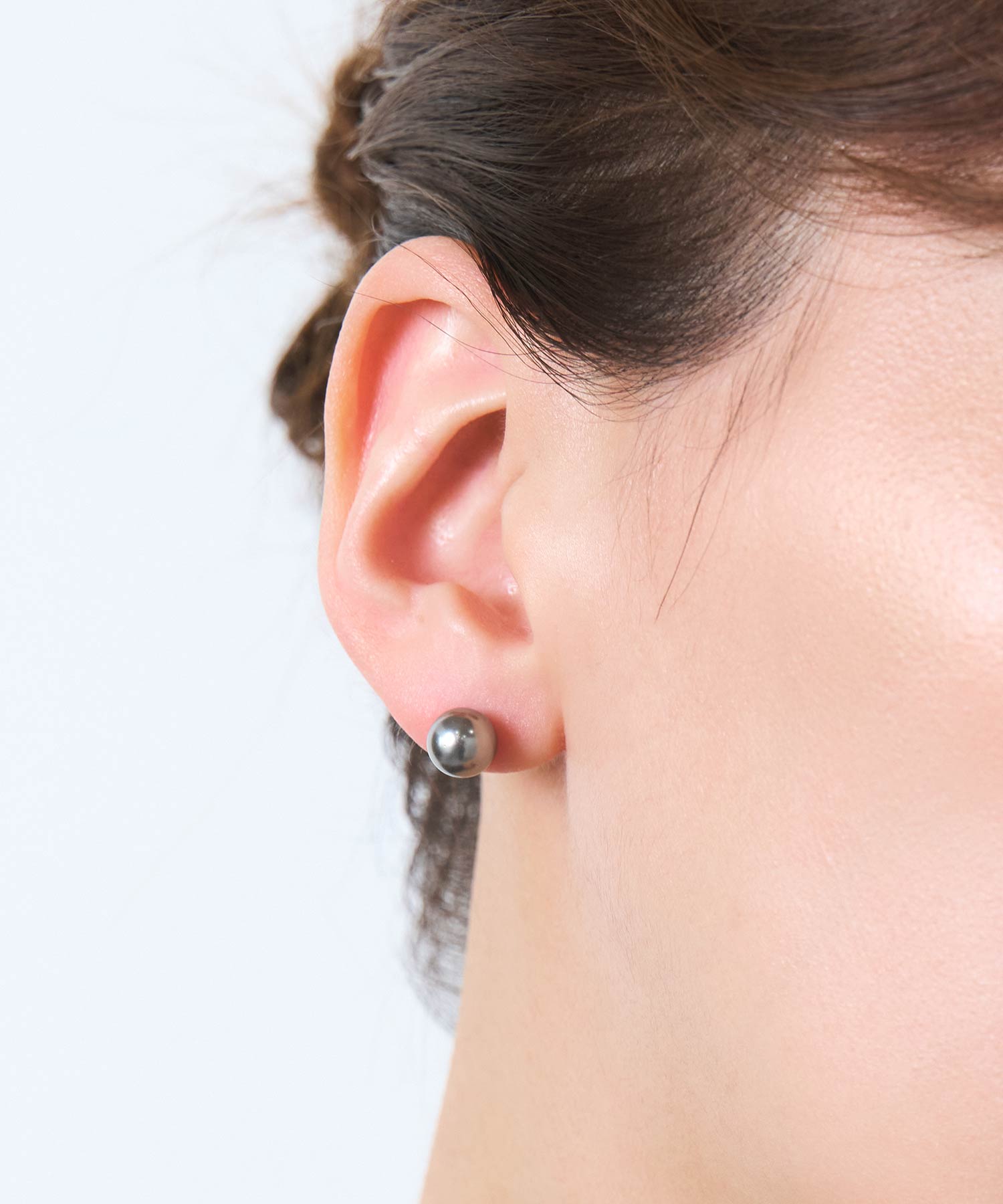 グレーガラスパールネックレス＆ピアスセット