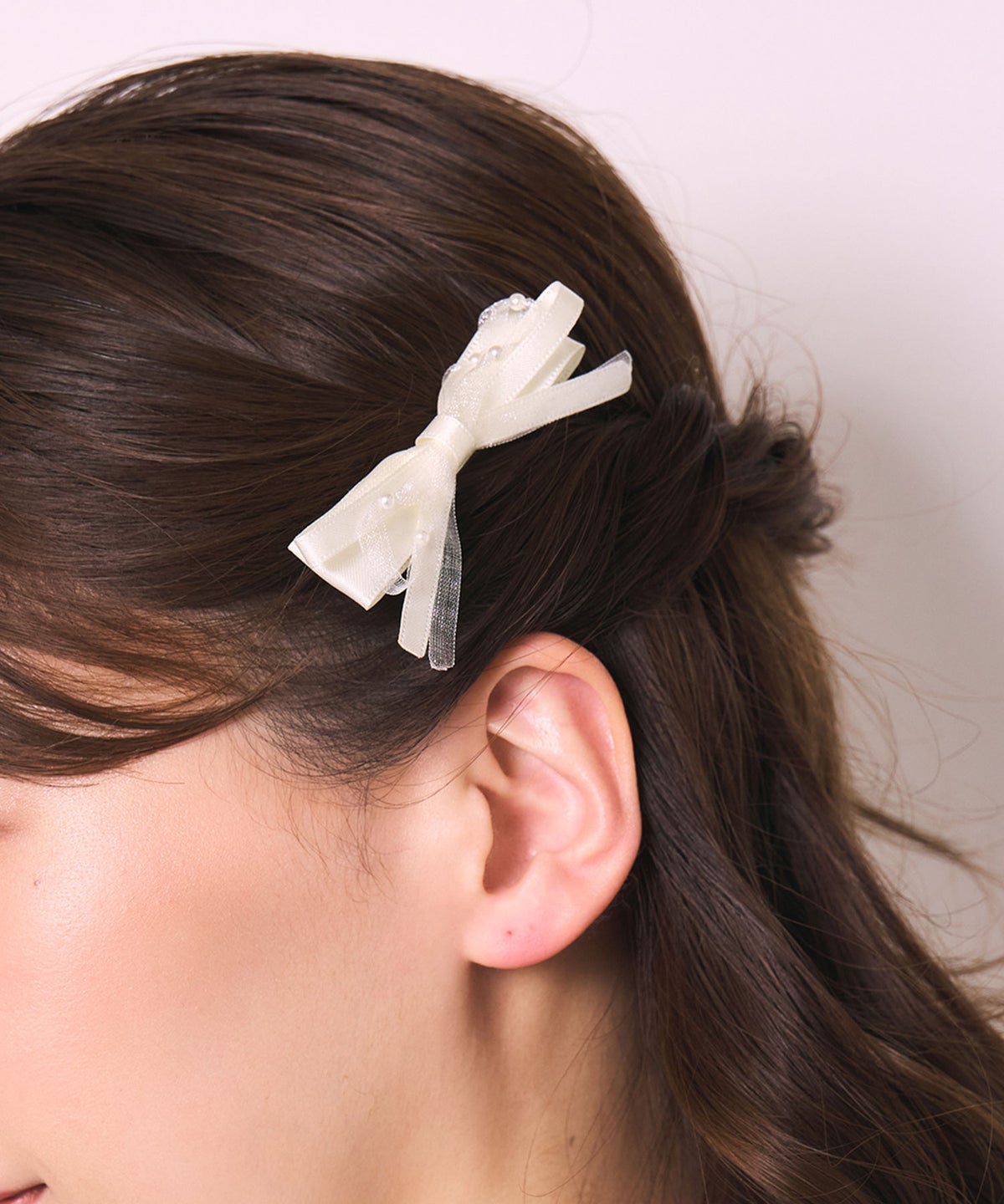 サテンダブルリボンへアクリップ