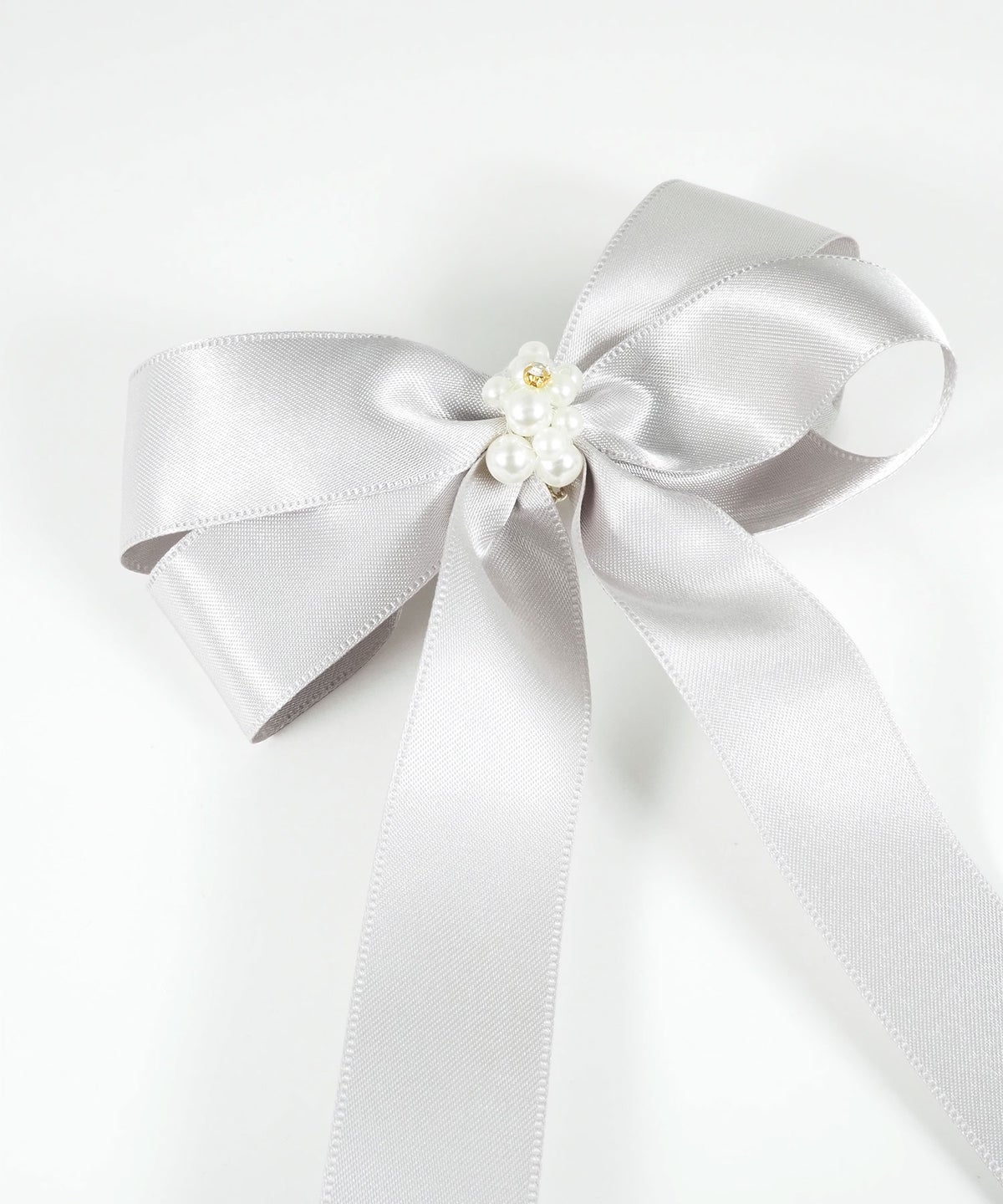 パールサテンロングリボンポニーフック