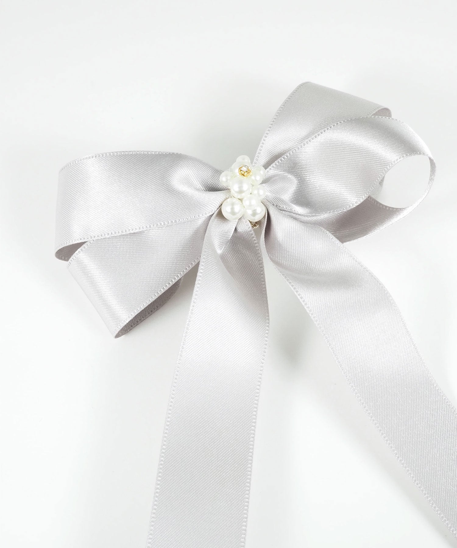 パールサテンロングリボンポニーフック