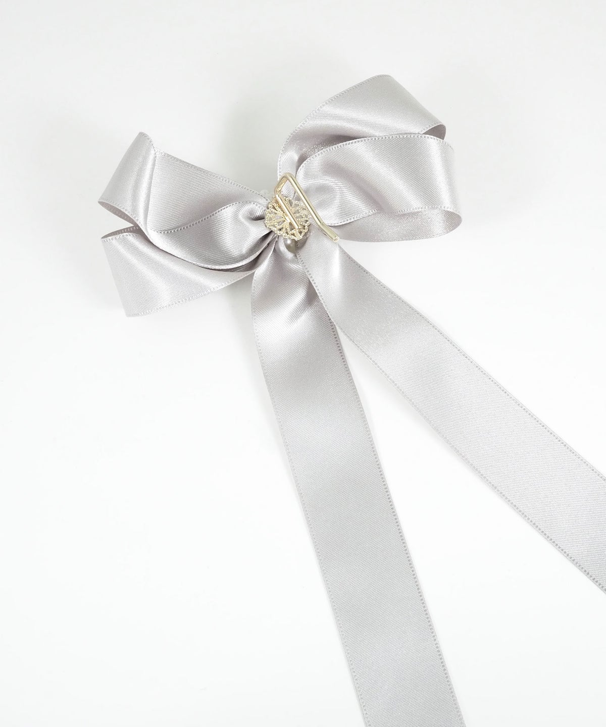 パールサテンロングリボンポニーフック