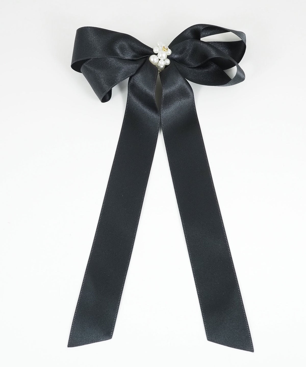 パールサテンロングリボンポニーフック