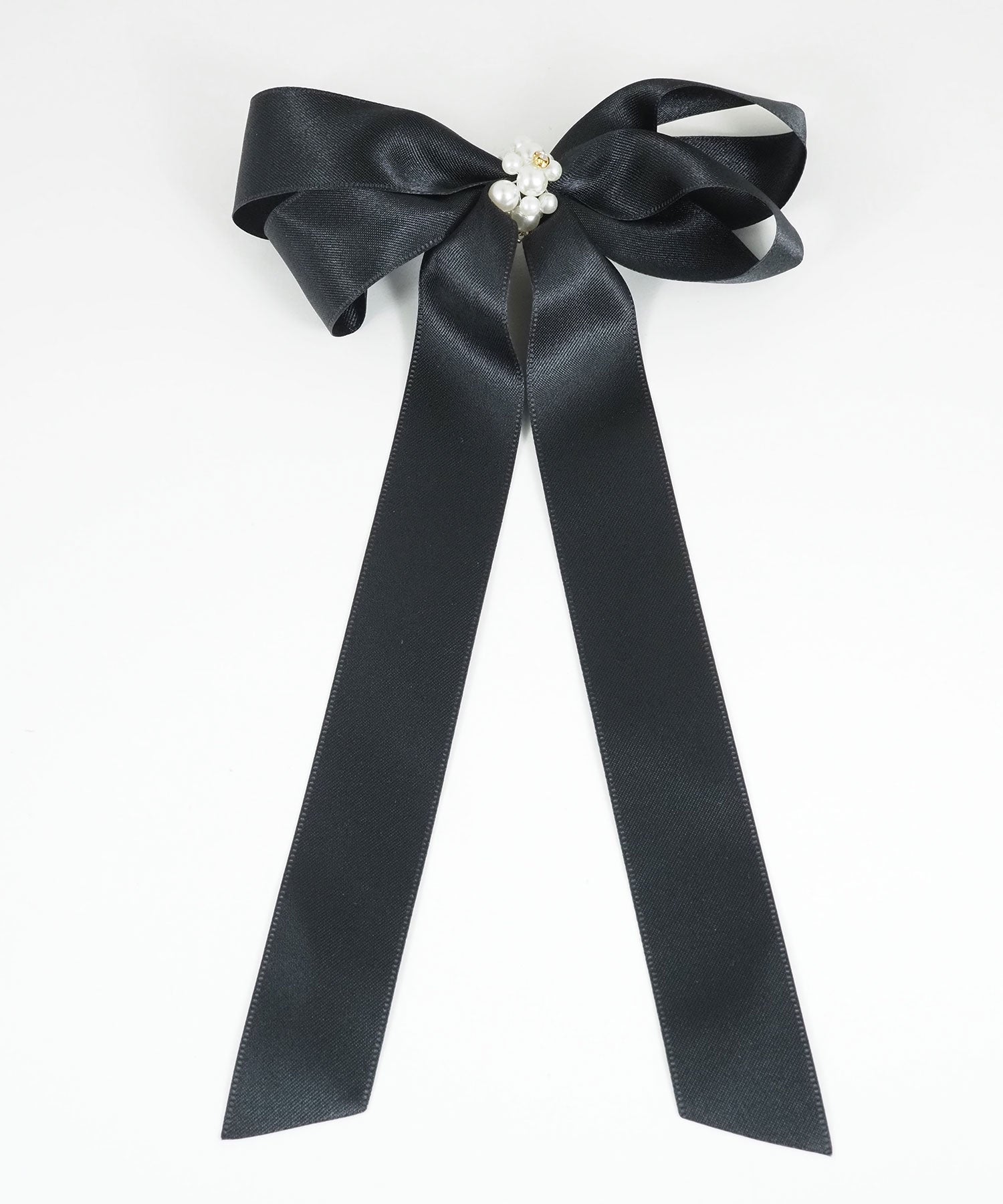 パールサテンロングリボンポニーフック