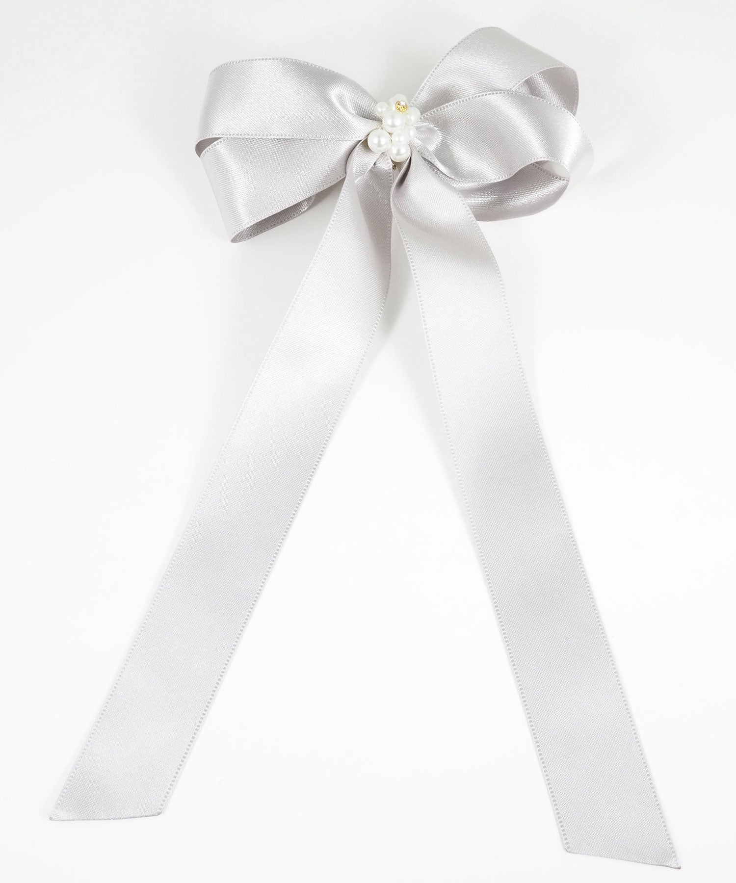 パールサテンロングリボンポニーフック