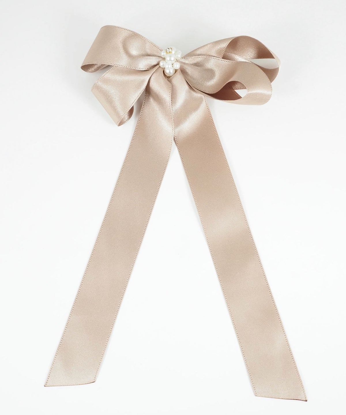パールサテンロングリボンポニーフック