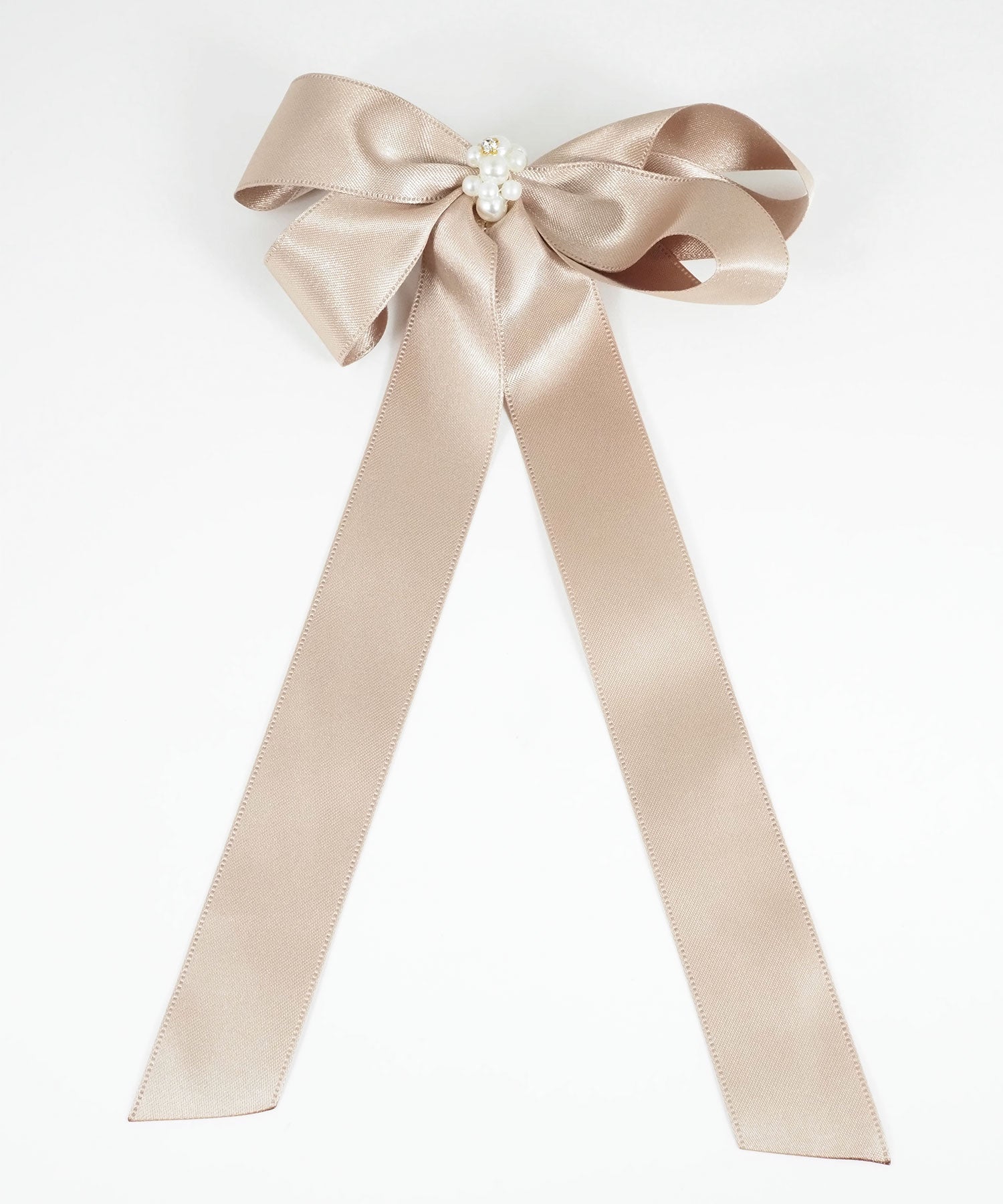 パールサテンロングリボンポニーフック