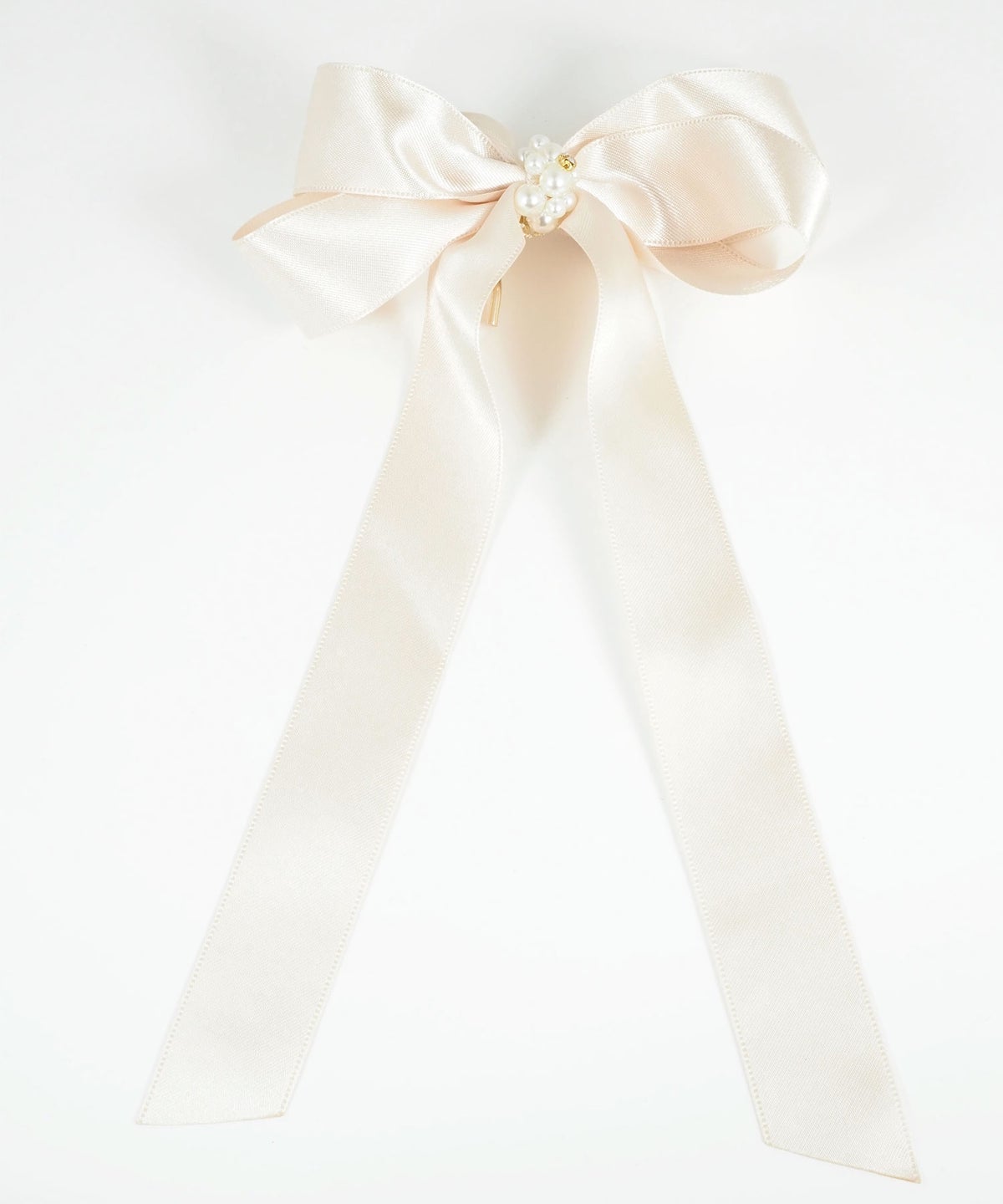 パールサテンロングリボンポニーフック