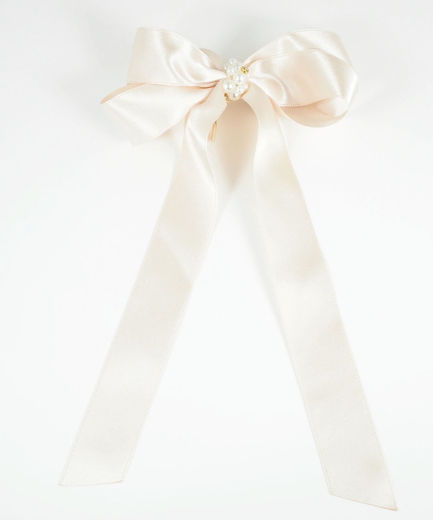 パールサテンロングリボンポニーフック