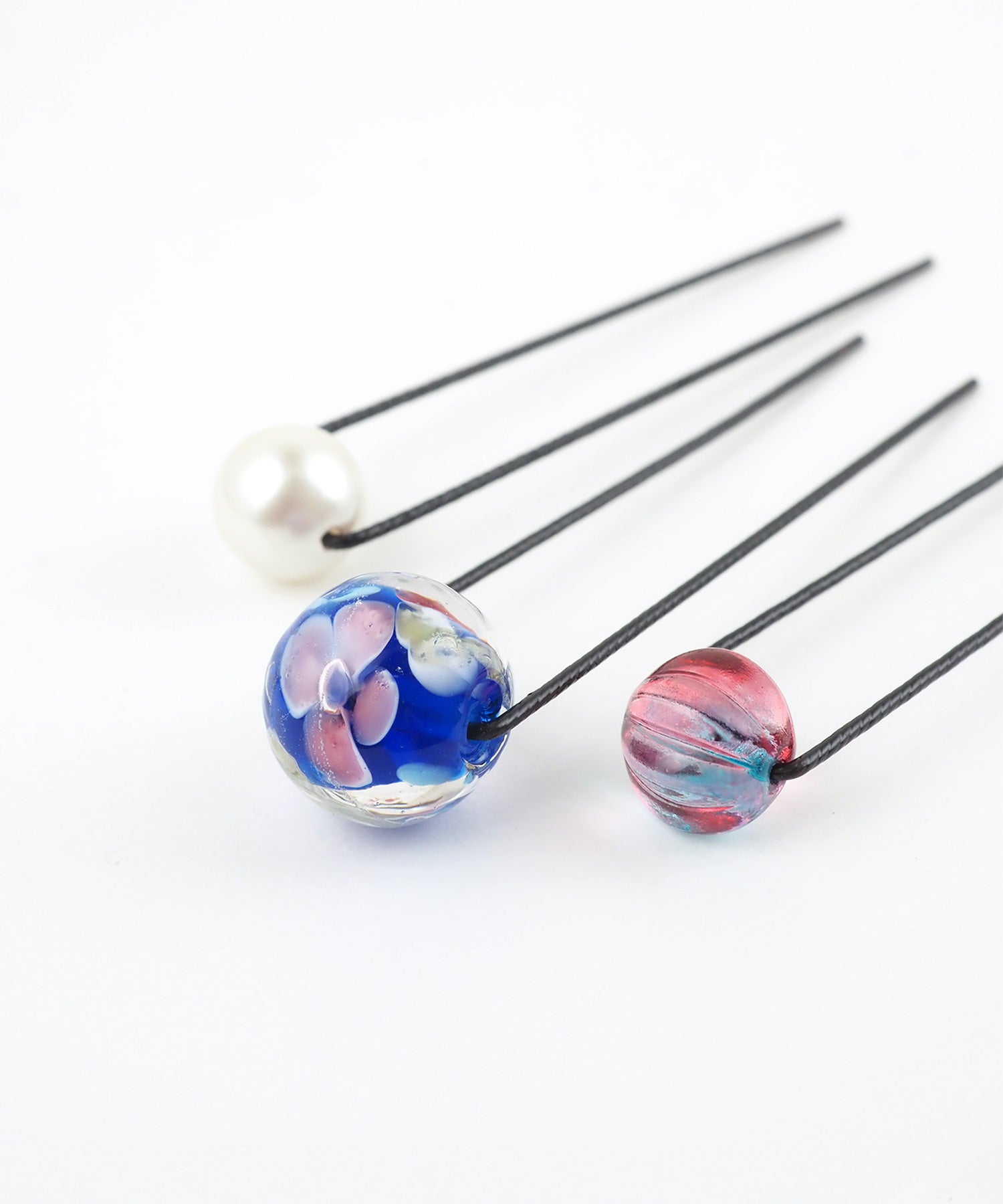 花柄とんぼ玉＆パールＵピンセット
