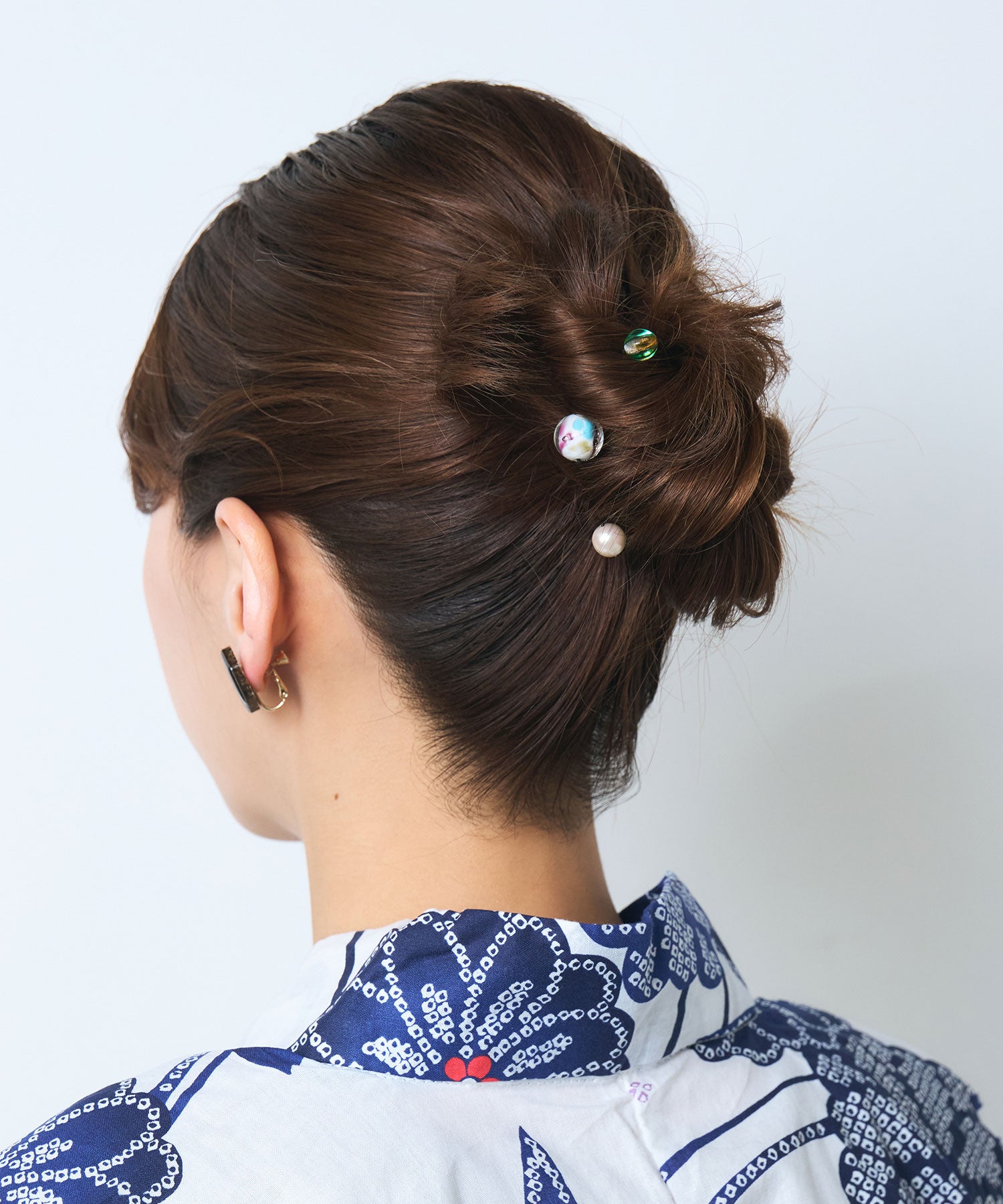 花柄とんぼ玉＆パールＵピンセット