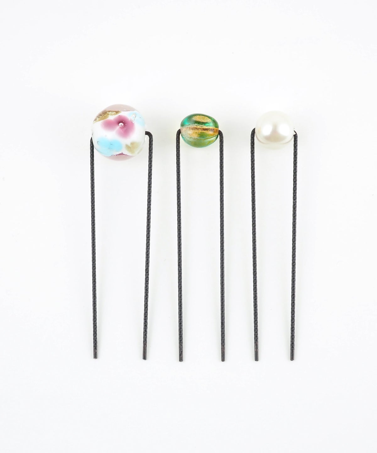 花柄とんぼ玉＆パールＵピンセット