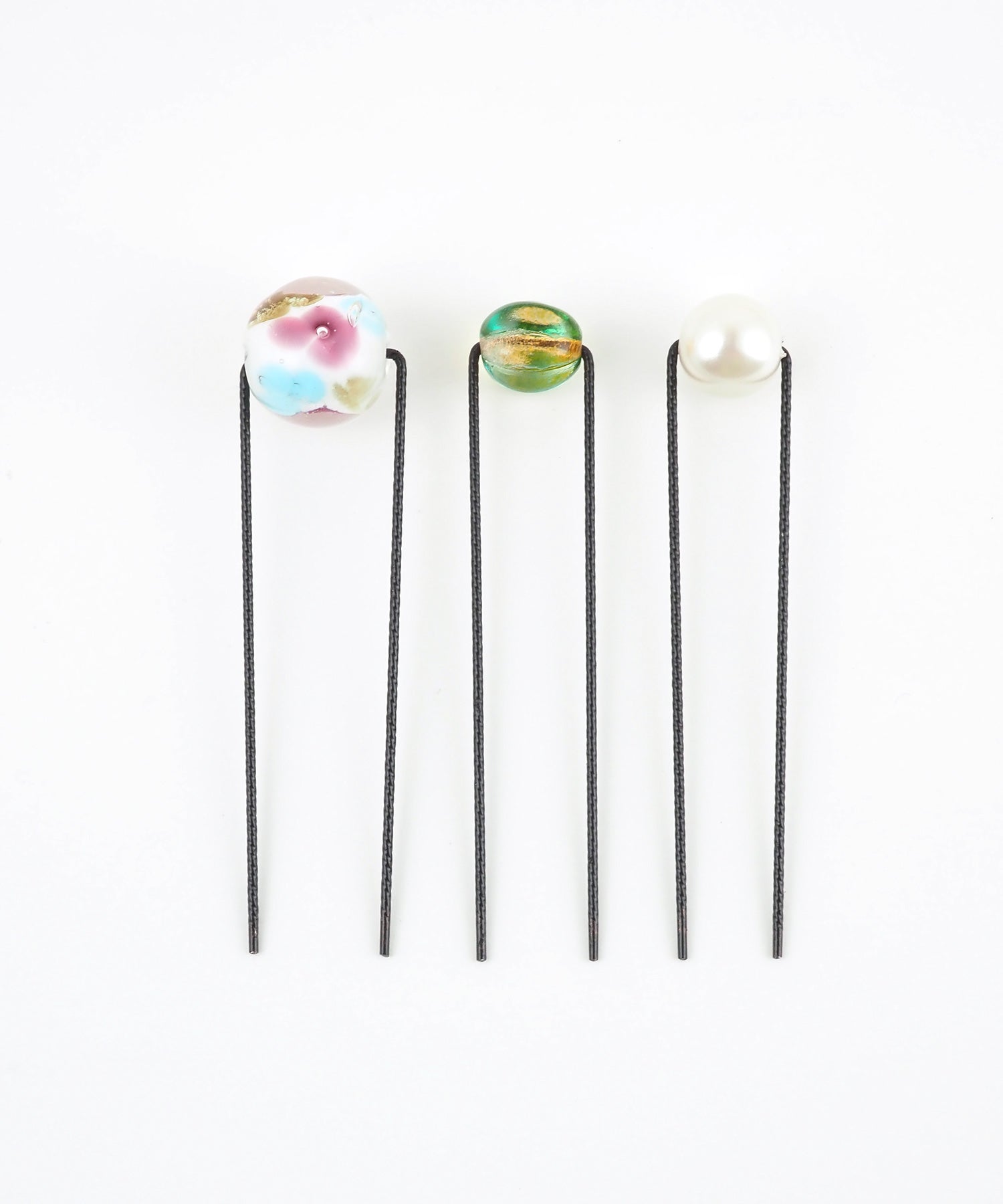 花柄とんぼ玉＆パールＵピンセット