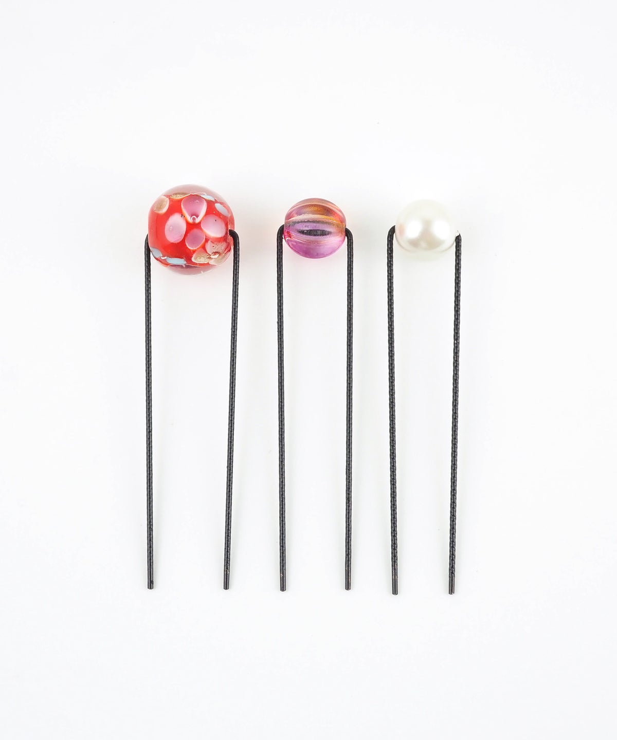 花柄とんぼ玉＆パールＵピンセット