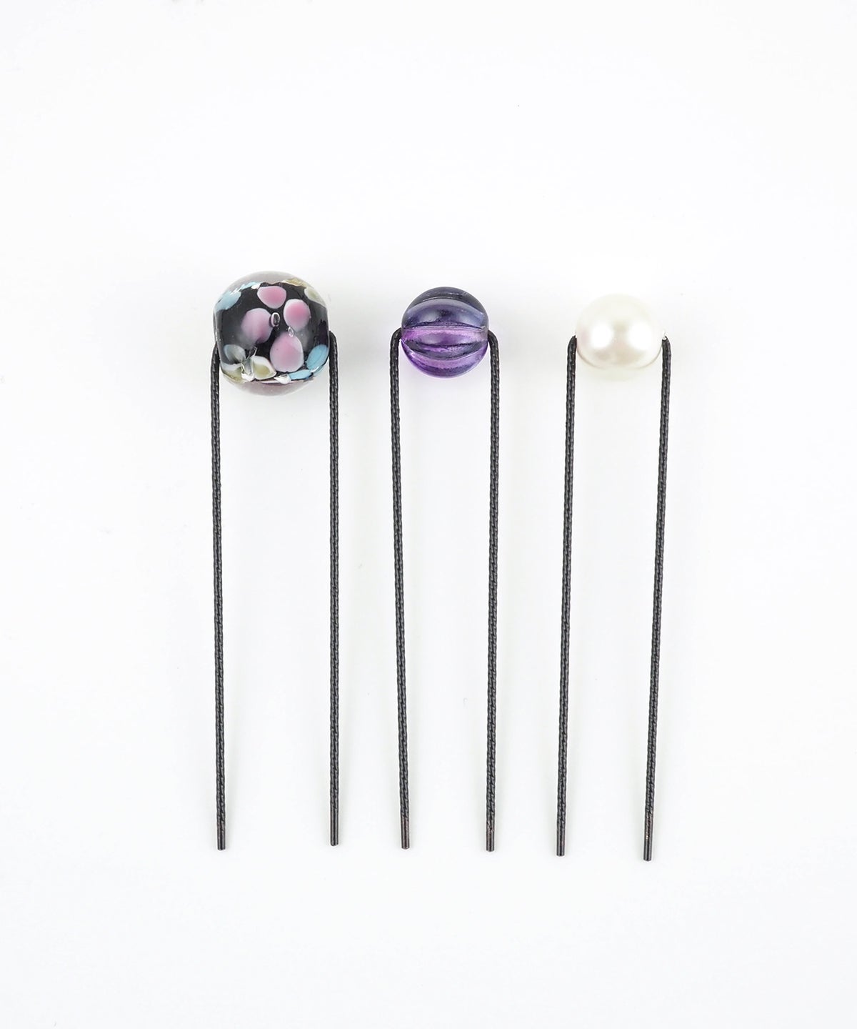 花柄とんぼ玉＆パールＵピンセット