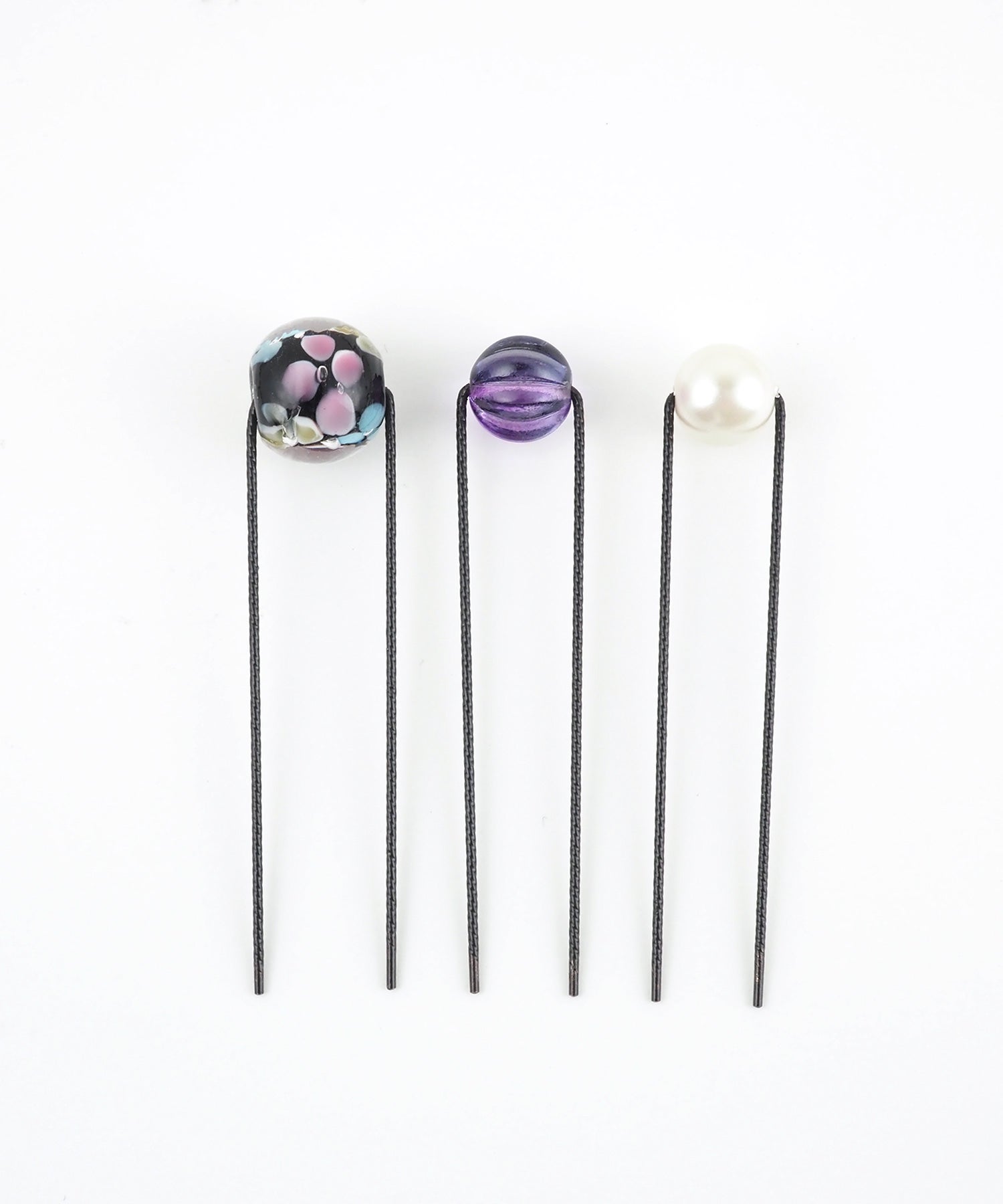 花柄とんぼ玉＆パールＵピンセット