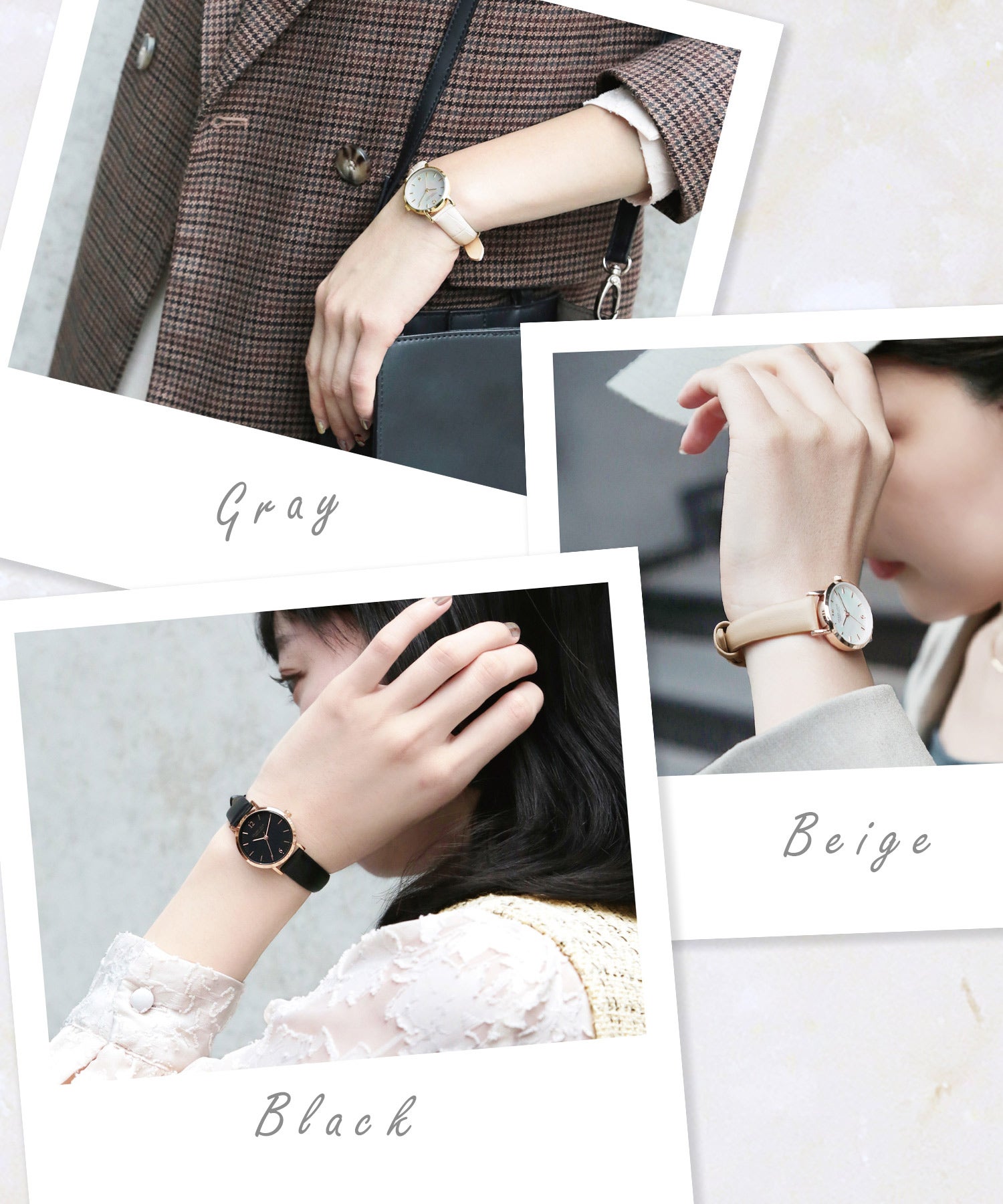 【3気圧防水/金属アレルギー対応】GRAND JOUR 本革ベルトウォッチ BOX付