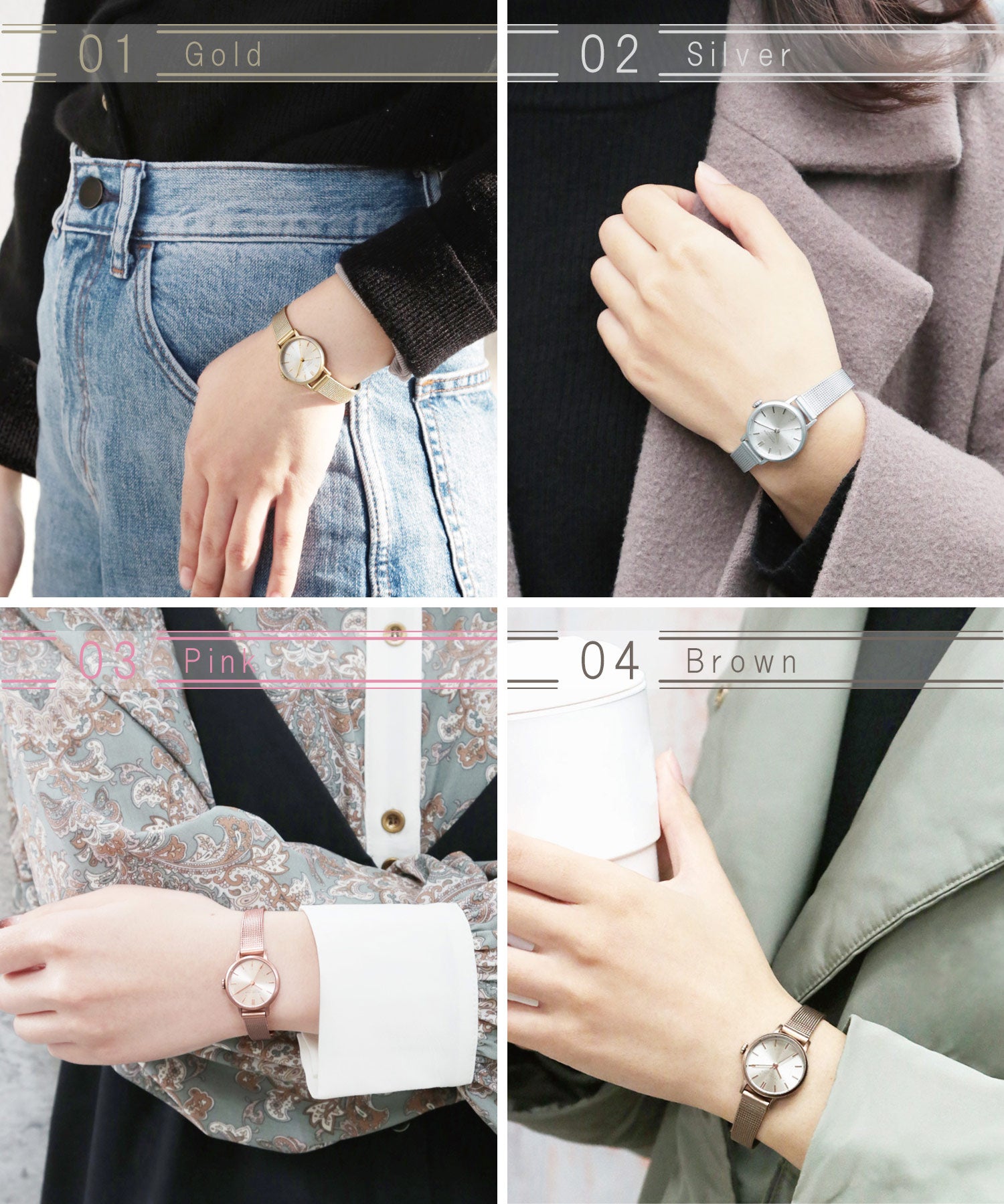 【金属アレルギー対応】 GRAND JOUR メッシュベルトラウンドウォッチ BOX付