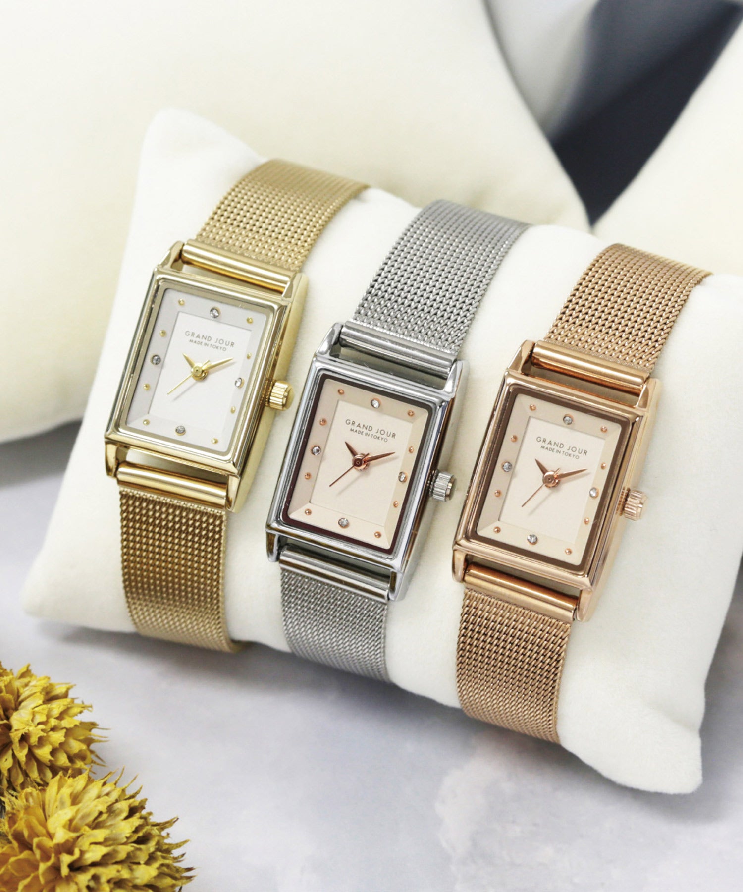 【金属アレルギー対応】 GRAND JOUR メッシュベルトヴォクシーウォッチ BOX付