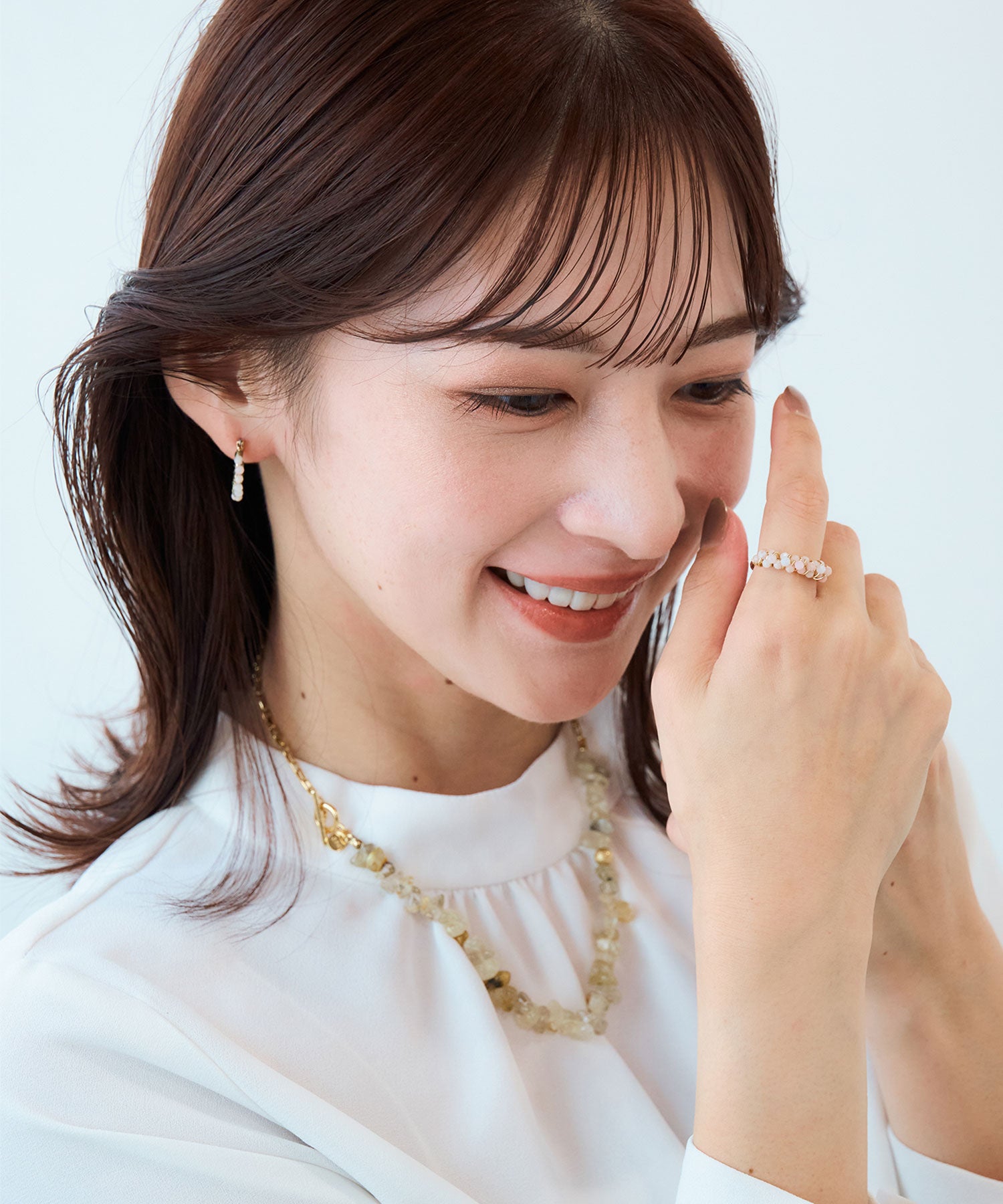 天然石ビーズ巻き付けフープピアス【JUNO PREMIUM】 | 【公式】MUK