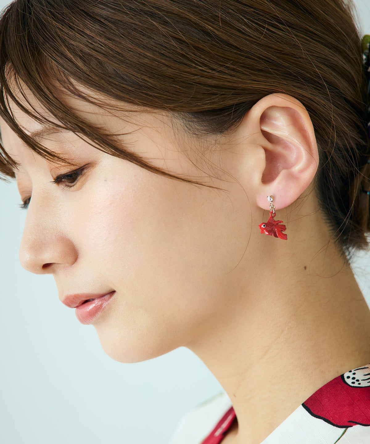 和モダン金魚チタンポストセットピアス【雅 -MIYABI-】