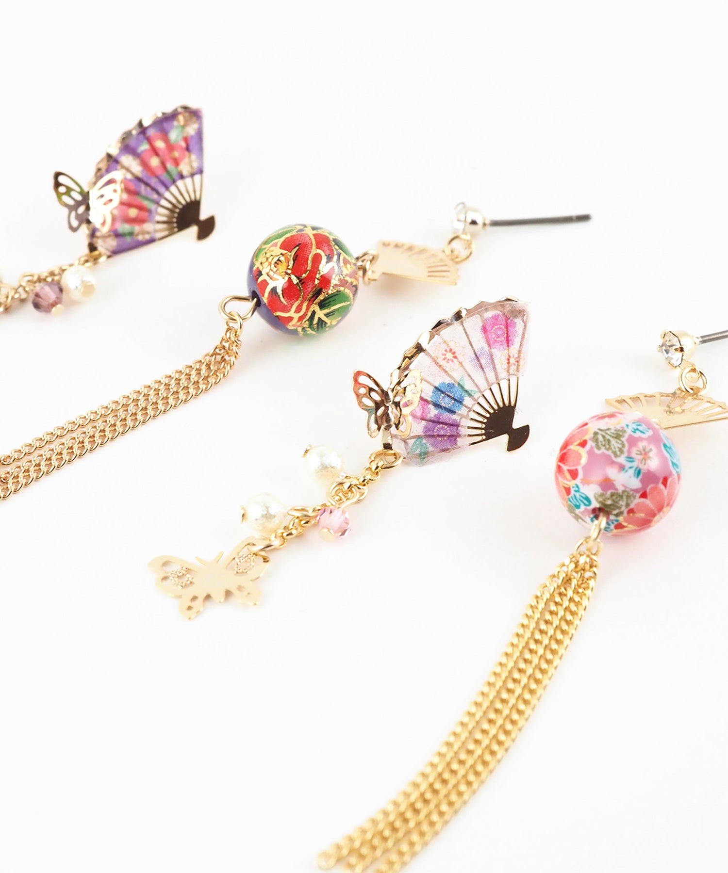 扇子＆蝶アシンメトリーチタンポストピアス | 【公式】MUK ONLINE SHOP