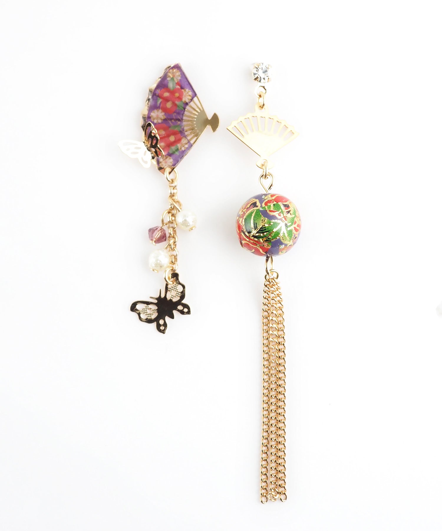 扇子＆蝶アシンメトリーチタンポストピアス | 【公式】MUK ONLINE SHOP