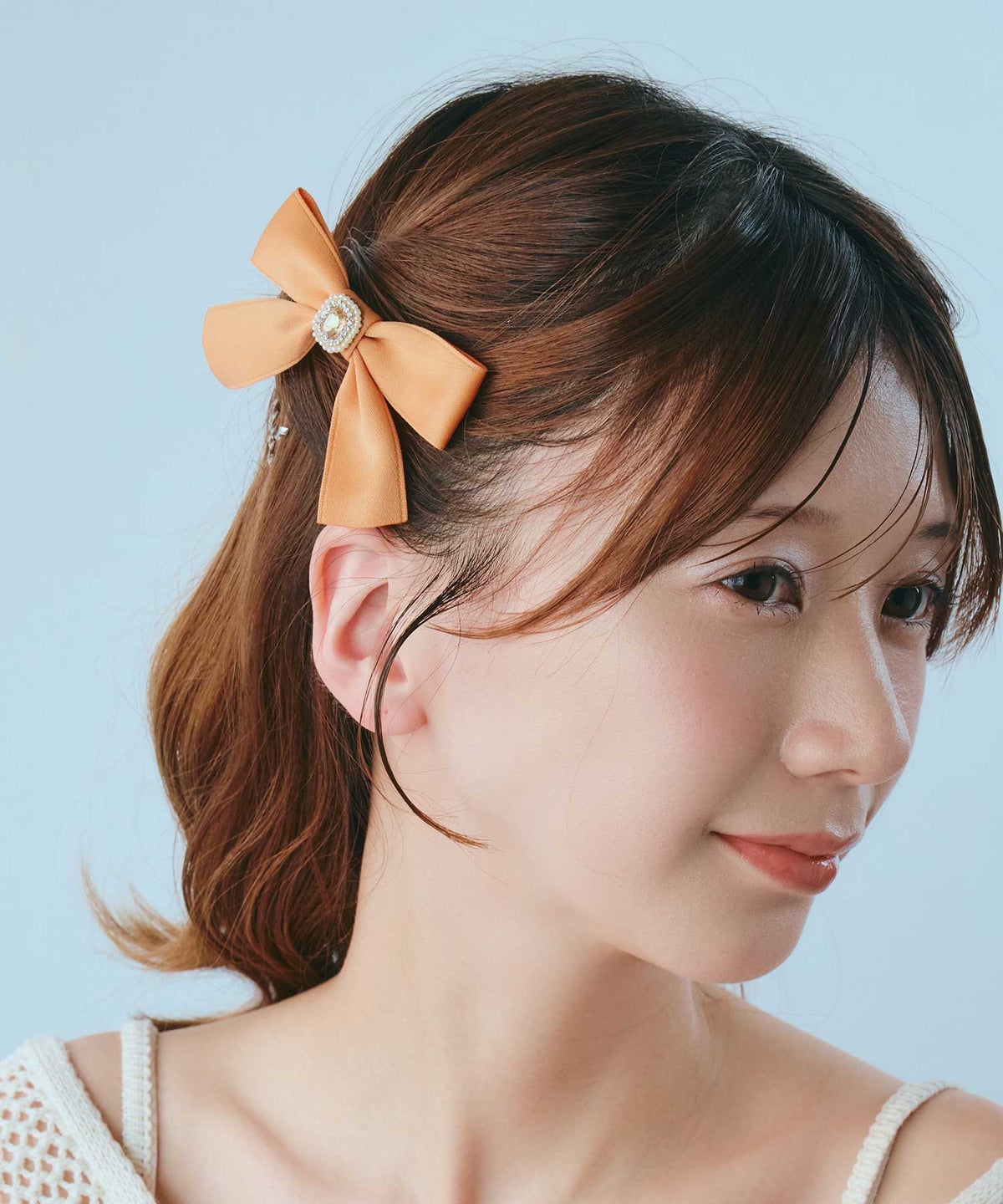 カラフルビジューリボンヘアクリップ