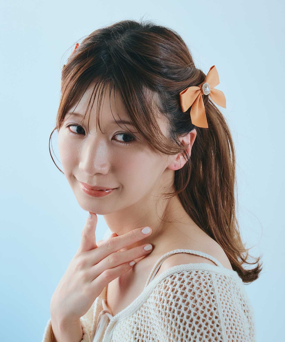 カラフルビジューリボンヘアクリップ
