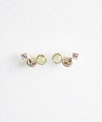 ナチュラルストーンクレセントムーンチタンポストピアス【MUK Dreamy stone】