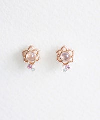 ナチュラルストーンフラワーチタンポストピアス【MUK Dreamy stone】