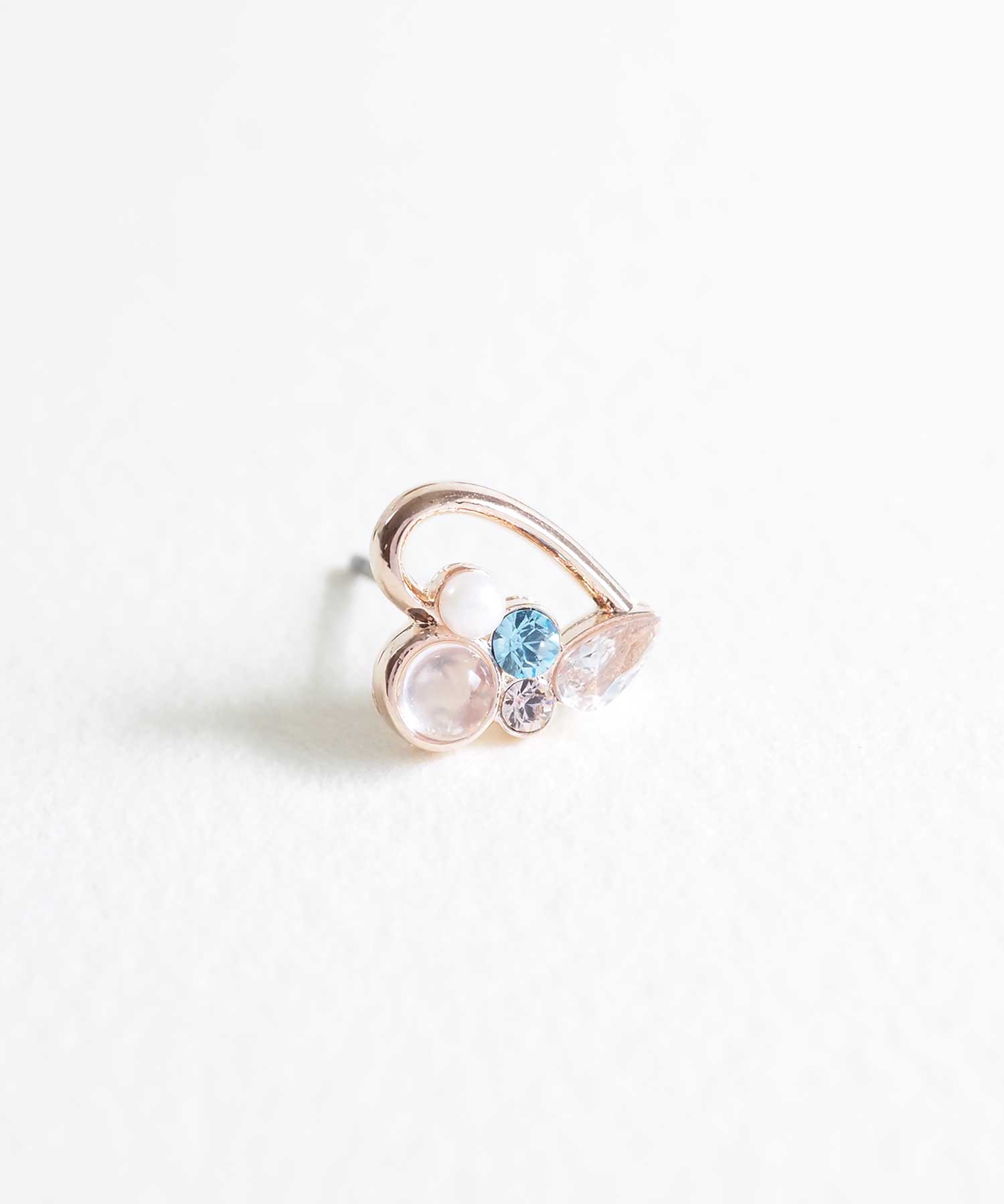 ナチュラルストーンハートチタンポストピアス【MUK Dreamy stone】