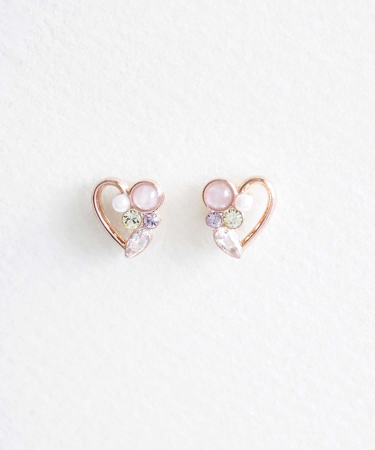 ナチュラルストーンハートチタンポストピアス【MUK Dreamy stone】