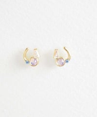 ナチュラルストーンホースシューチタンポストピアス【MUK Dreamy stone】