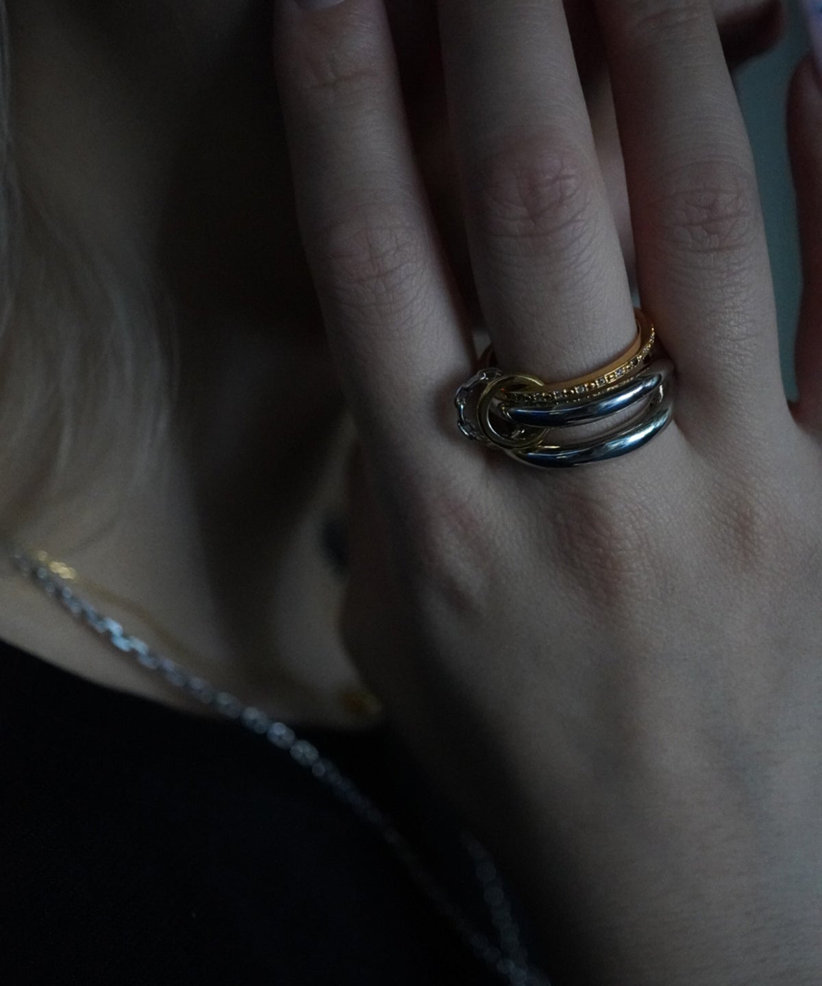 ミックスメタルコネクトリング【over size ring collection】