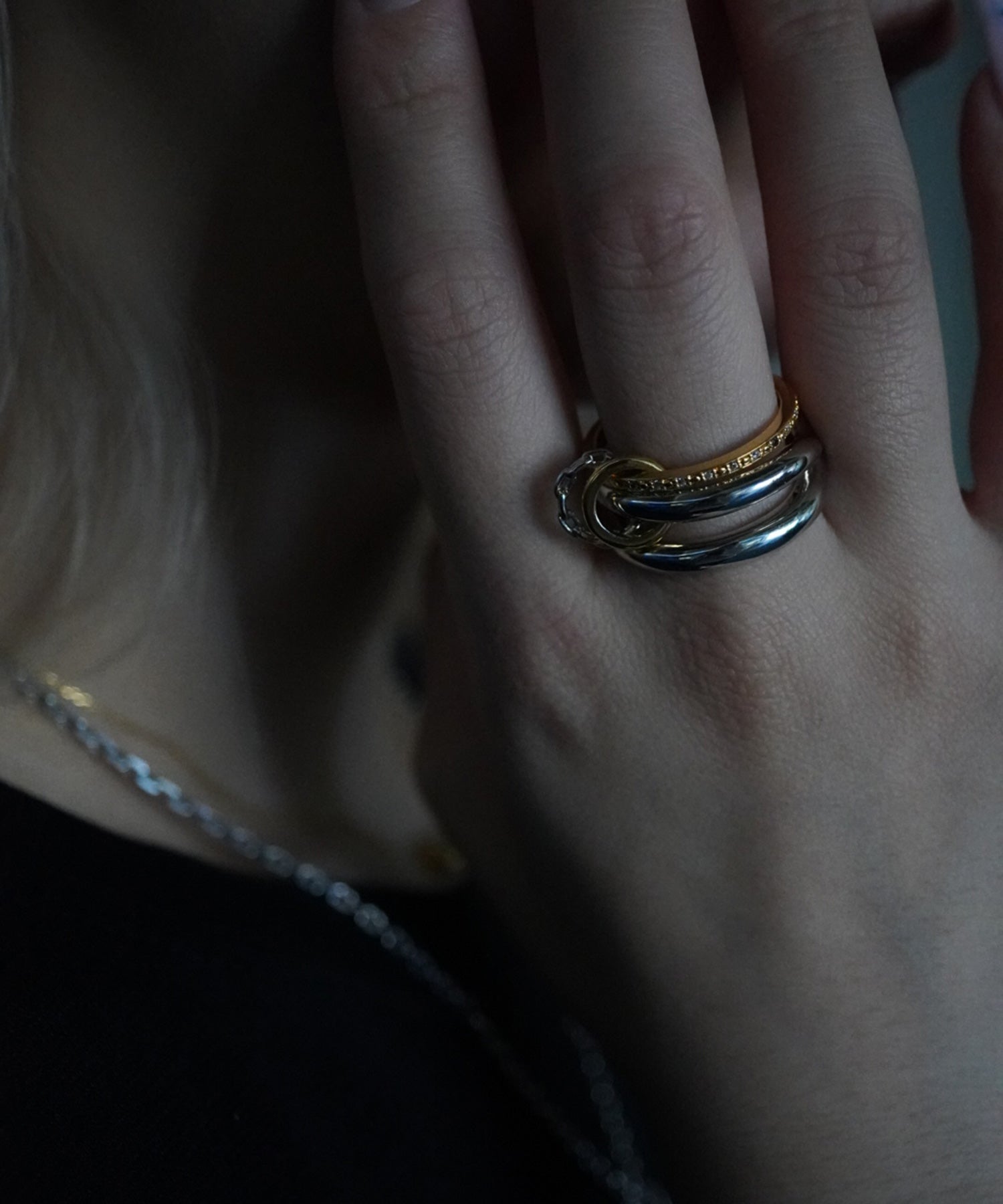 ミックスメタルコネクトリング【over size ring collection】