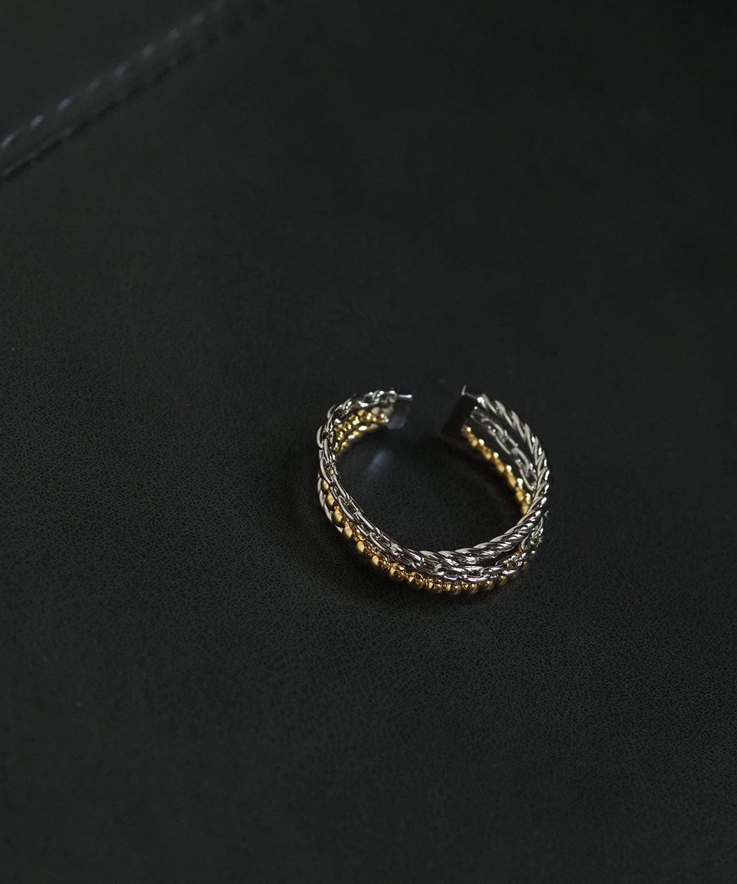 ミックスメタルチェーンリング【over size ring collection】