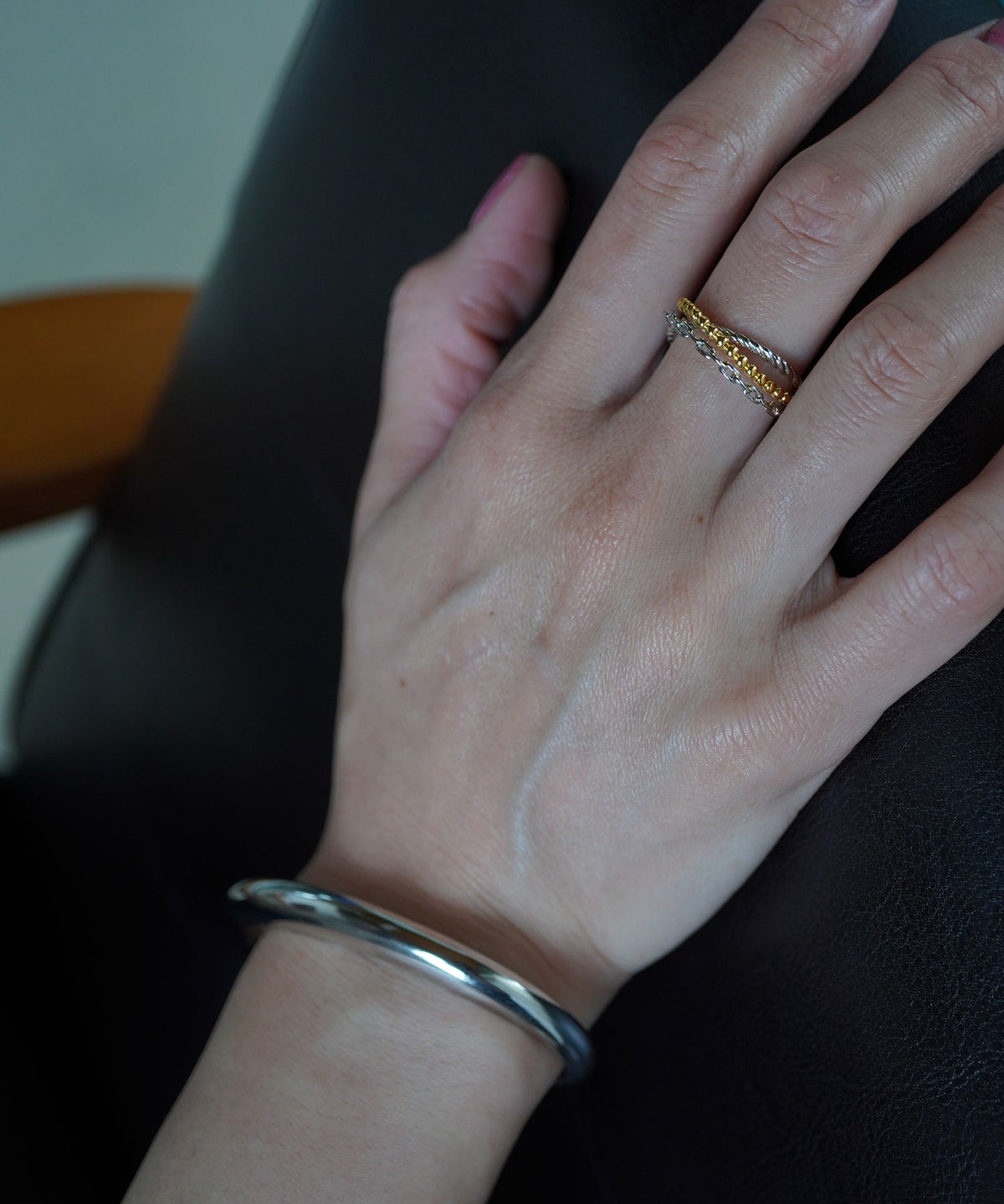 ミックスメタルチェーンリング【over size ring collection】