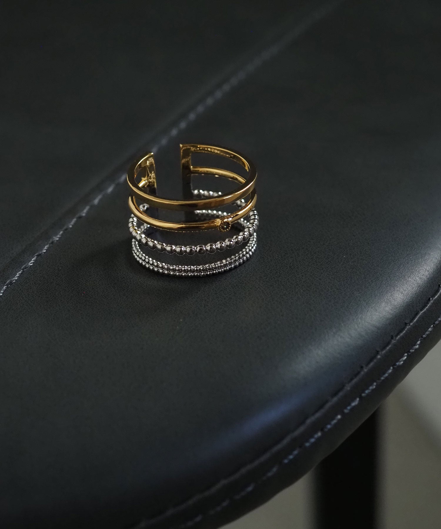 ミックスメタルバーリング【over size ring collection】