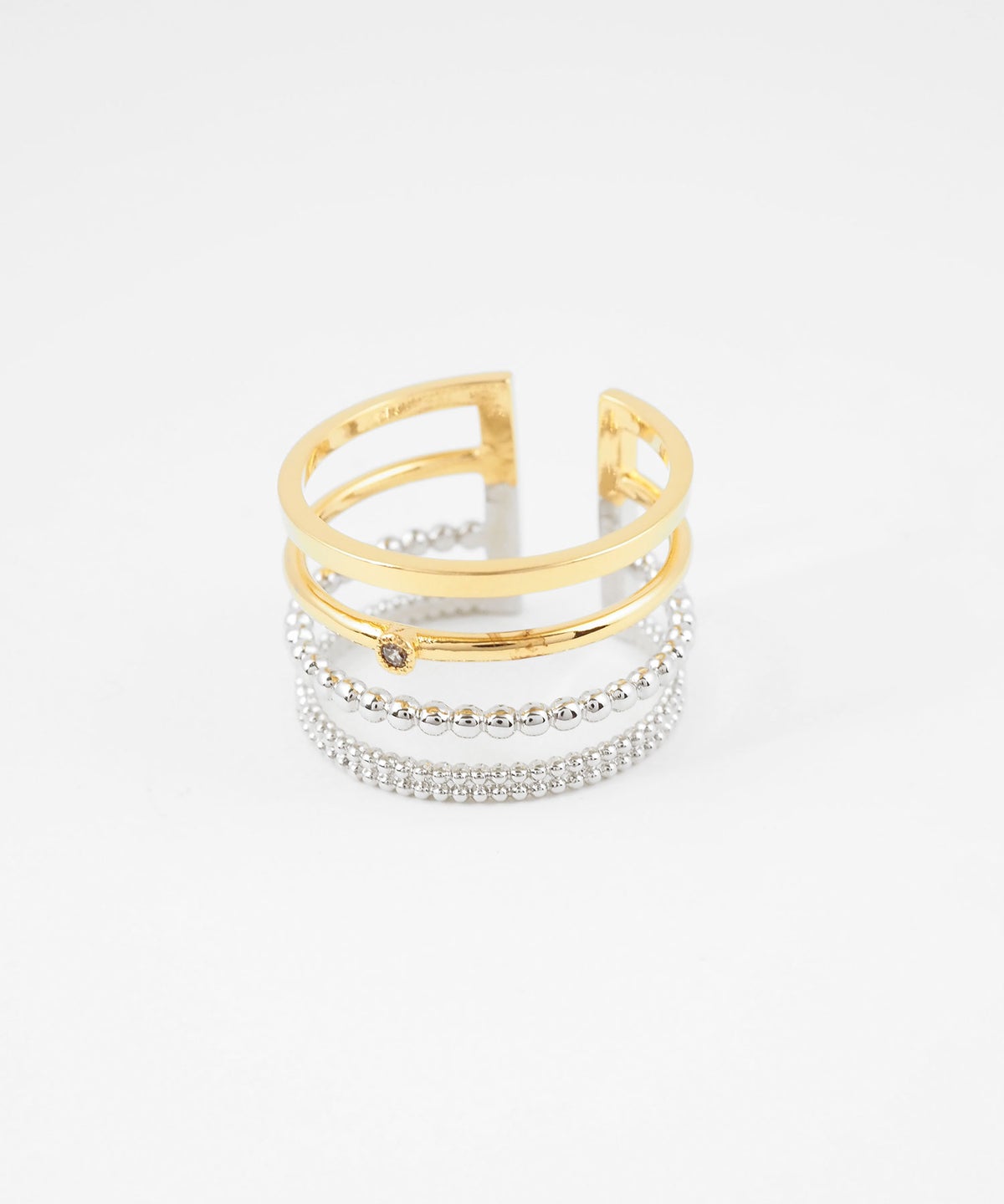 ミックスメタルバーリング【over size ring collection】
