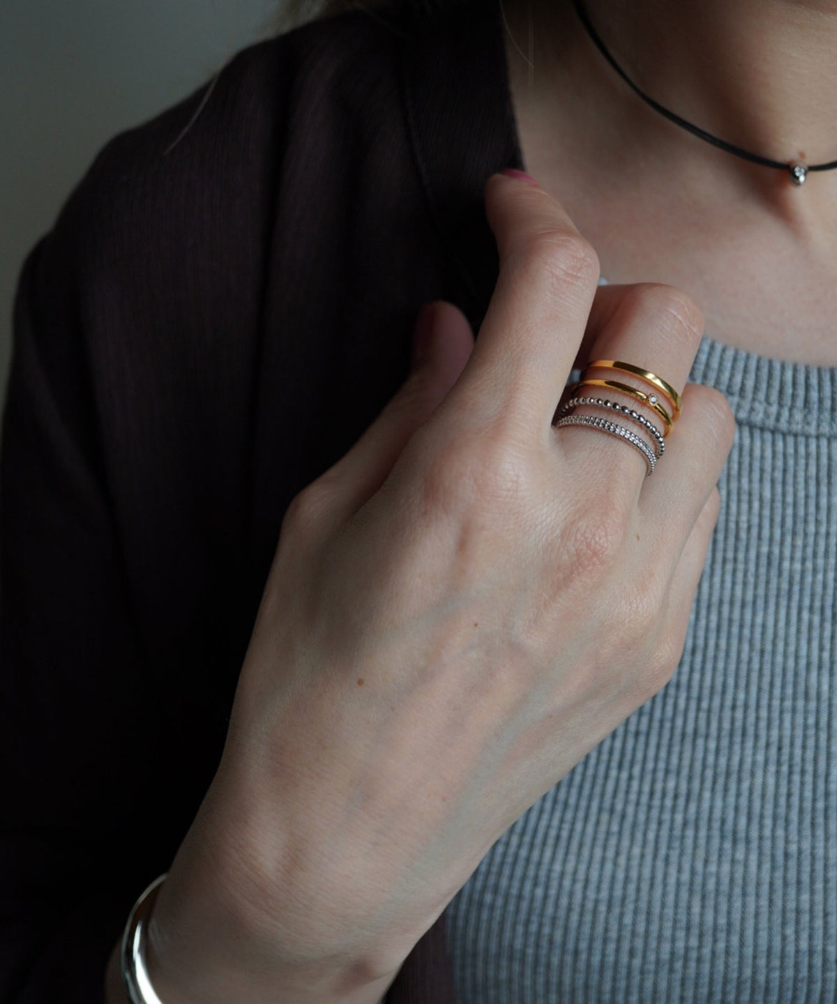 ミックスメタルバーリング【over size ring collection】
