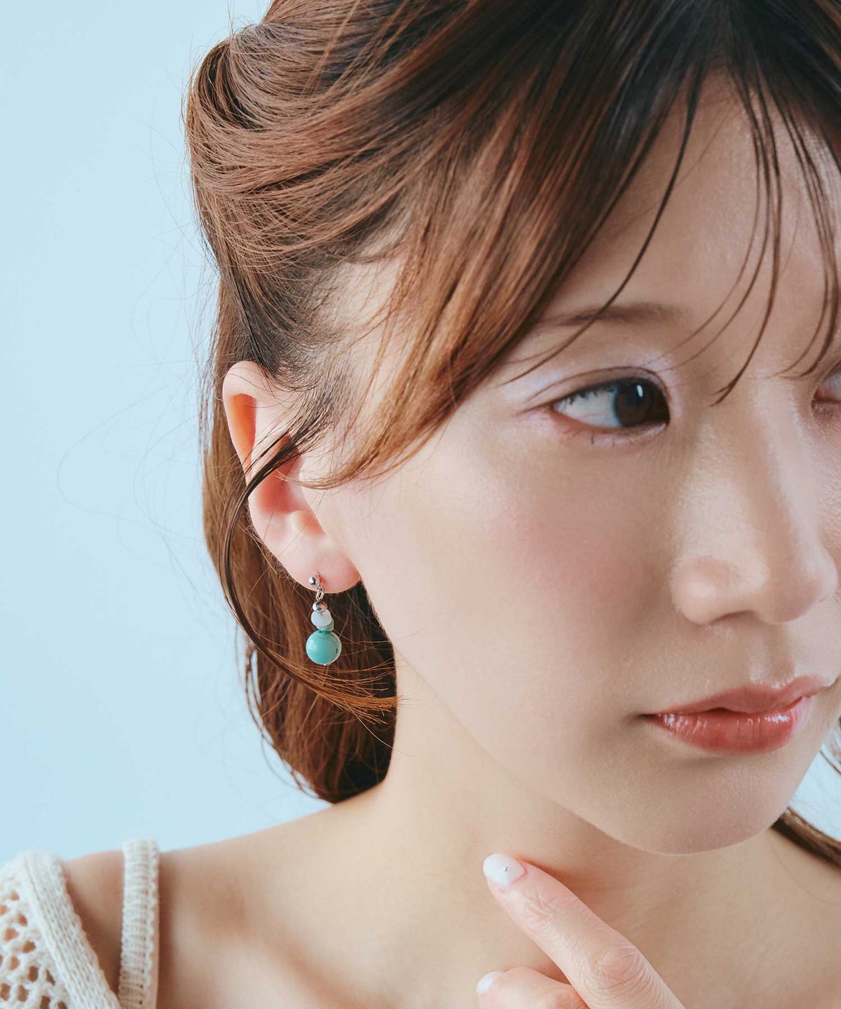 ターコイズラグーンチタンポストピアス