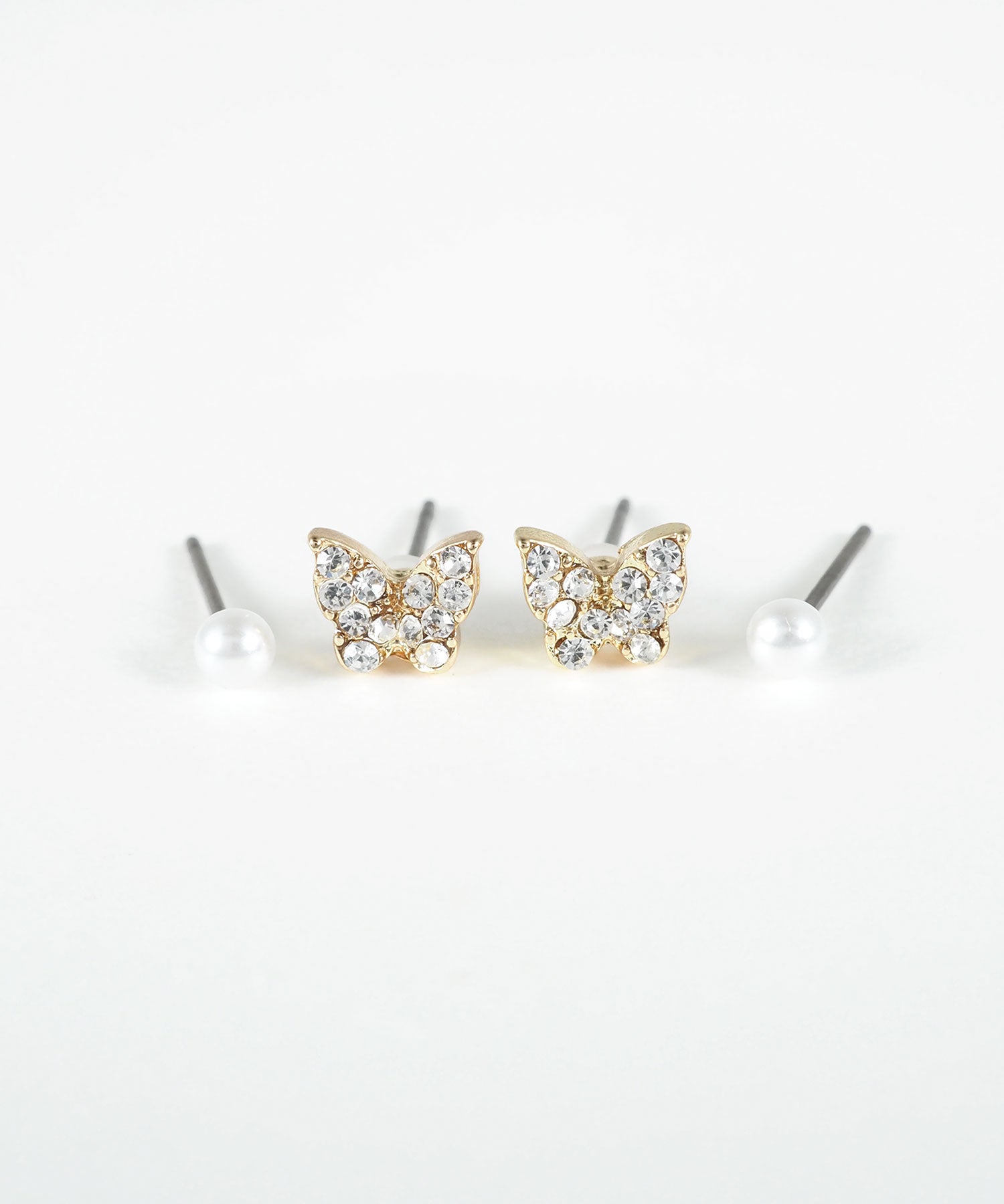 バタフライパールピュアチタンポストセットピアス