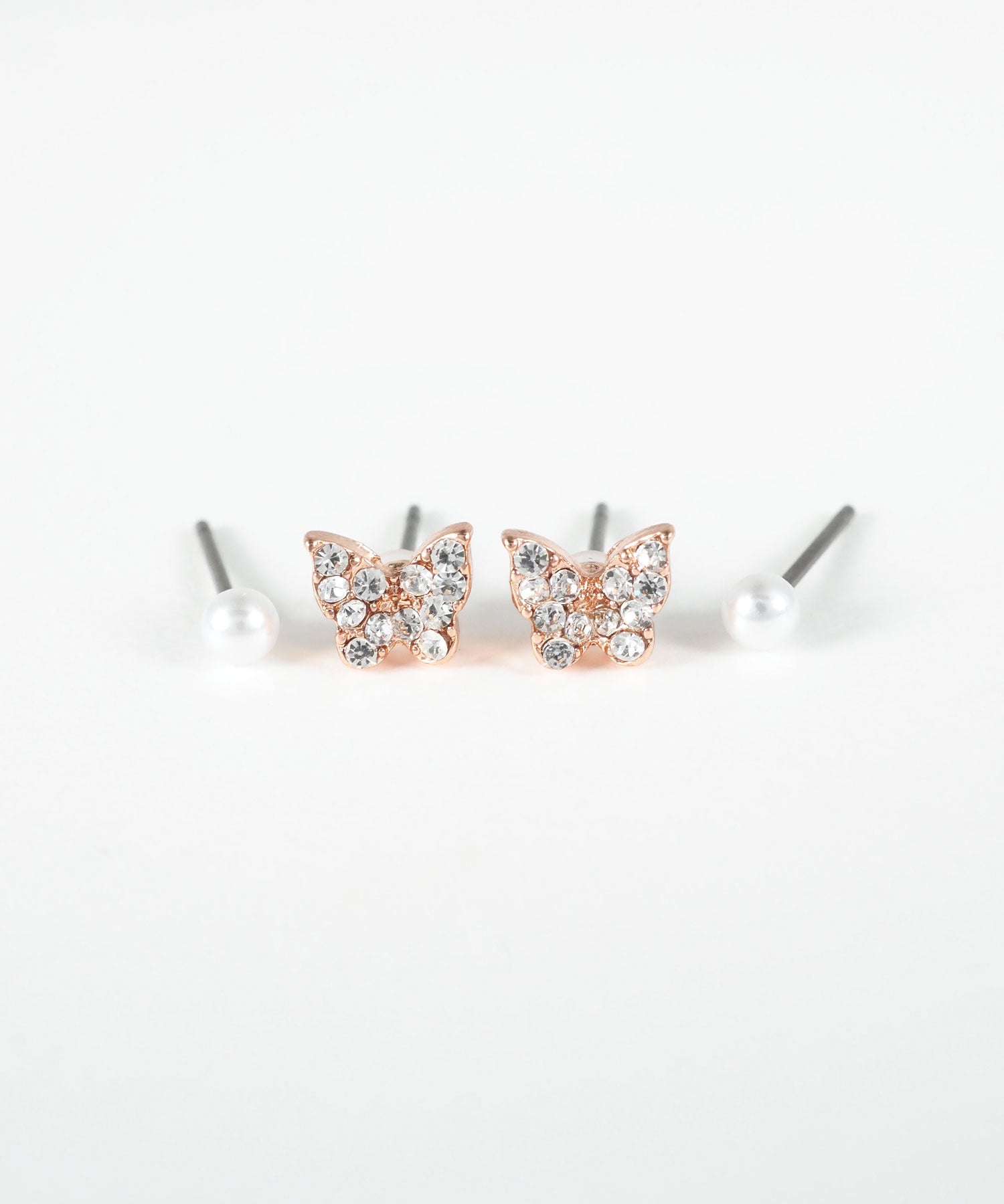 バタフライパールピュアチタンポストセットピアス