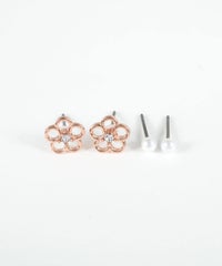 フラワーパールピュアチタンポストセットピアス