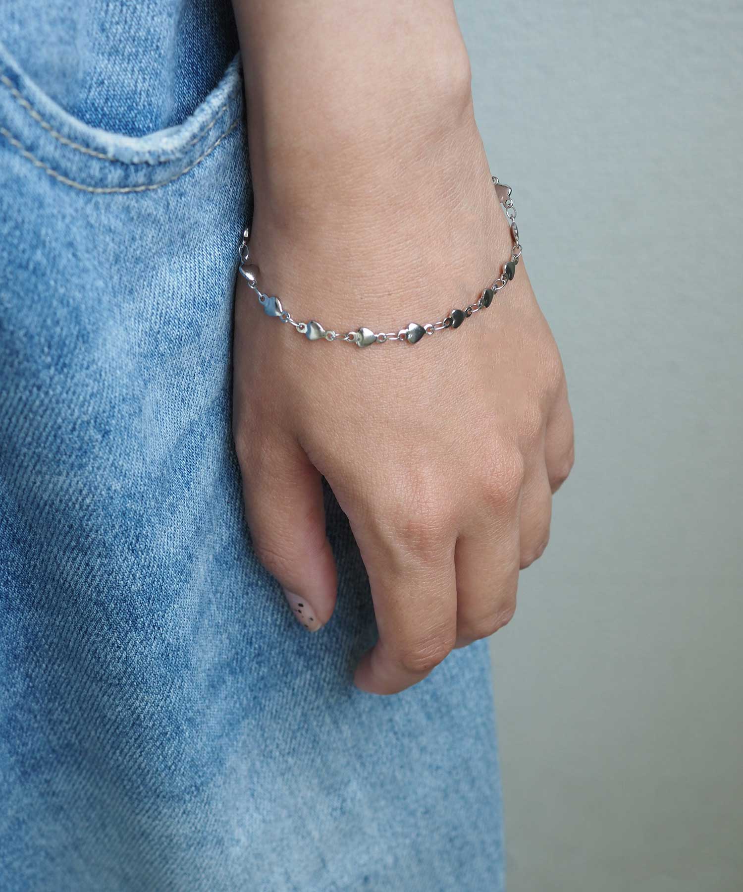 ミニハートチェーン2wayステンレスブレスレット・アンクレット【Zoule