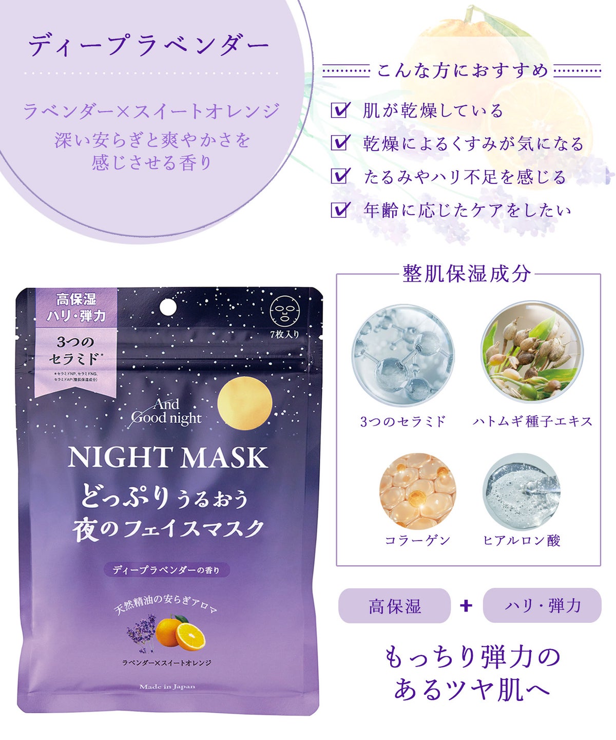 夜のフェイスマスク7枚入り