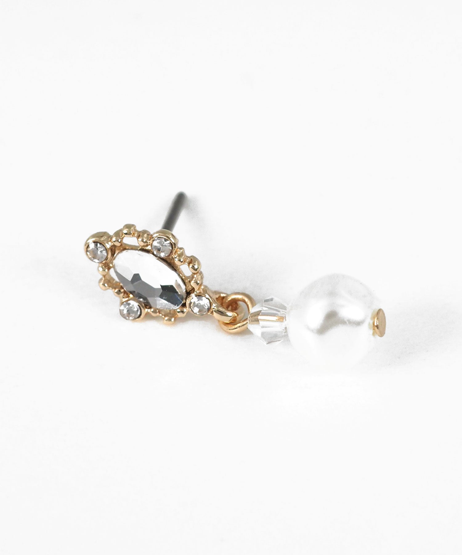 クラシカルビジュードロップパールチタンポストピアス