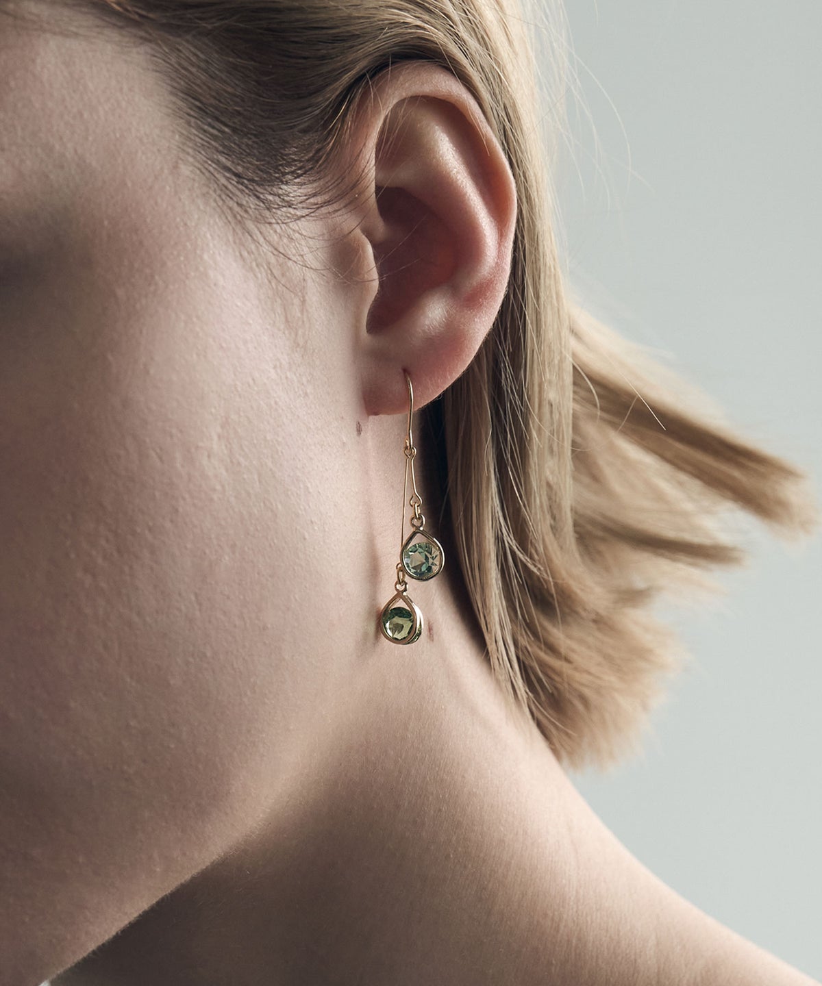 ダブルドロップビジューフックピアス