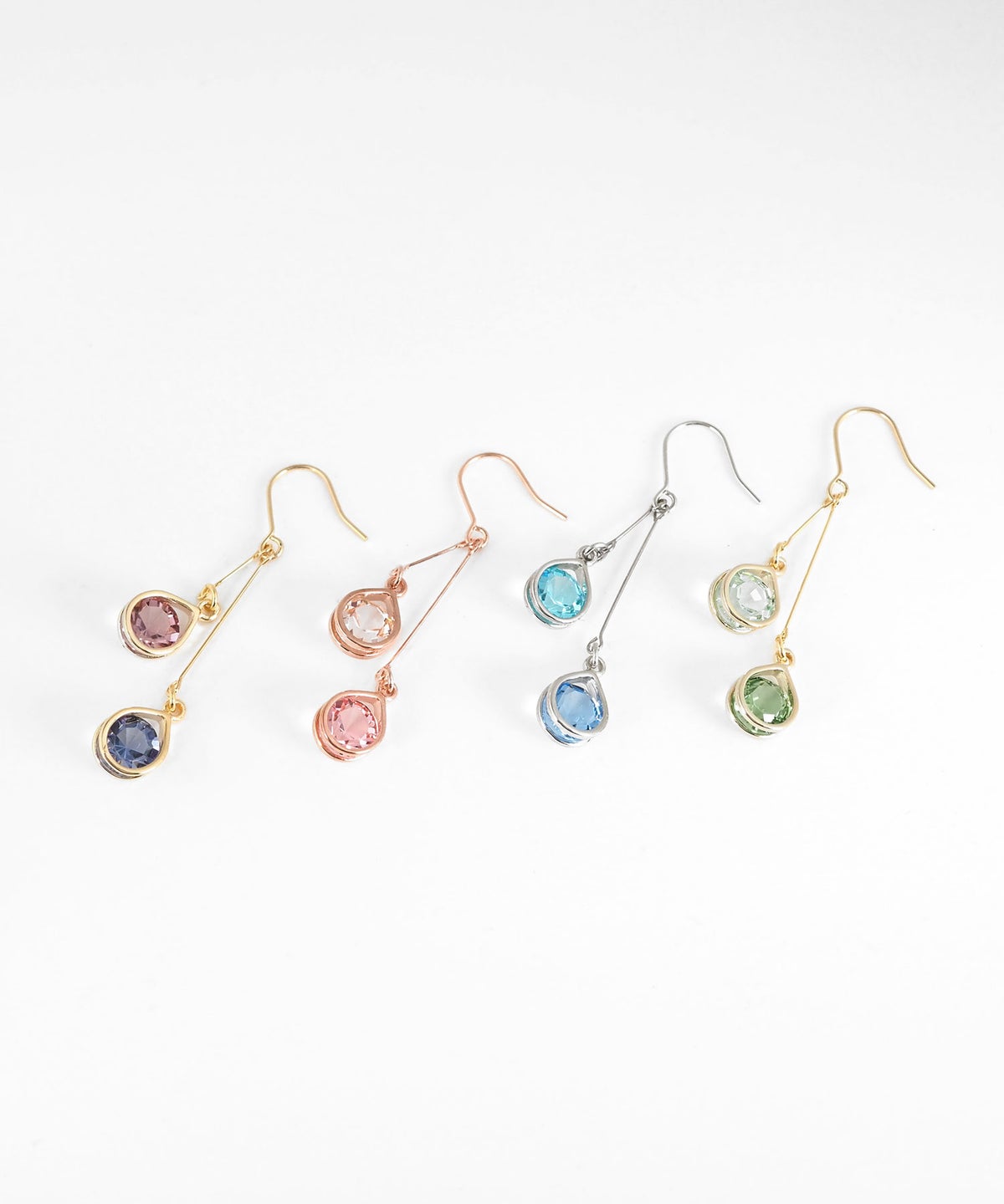 ダブルドロップビジューフックピアス
